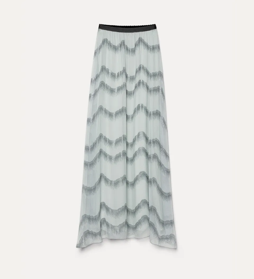 Forte Nuages d'Argent gonna lunga in chiffon di seta quarzo