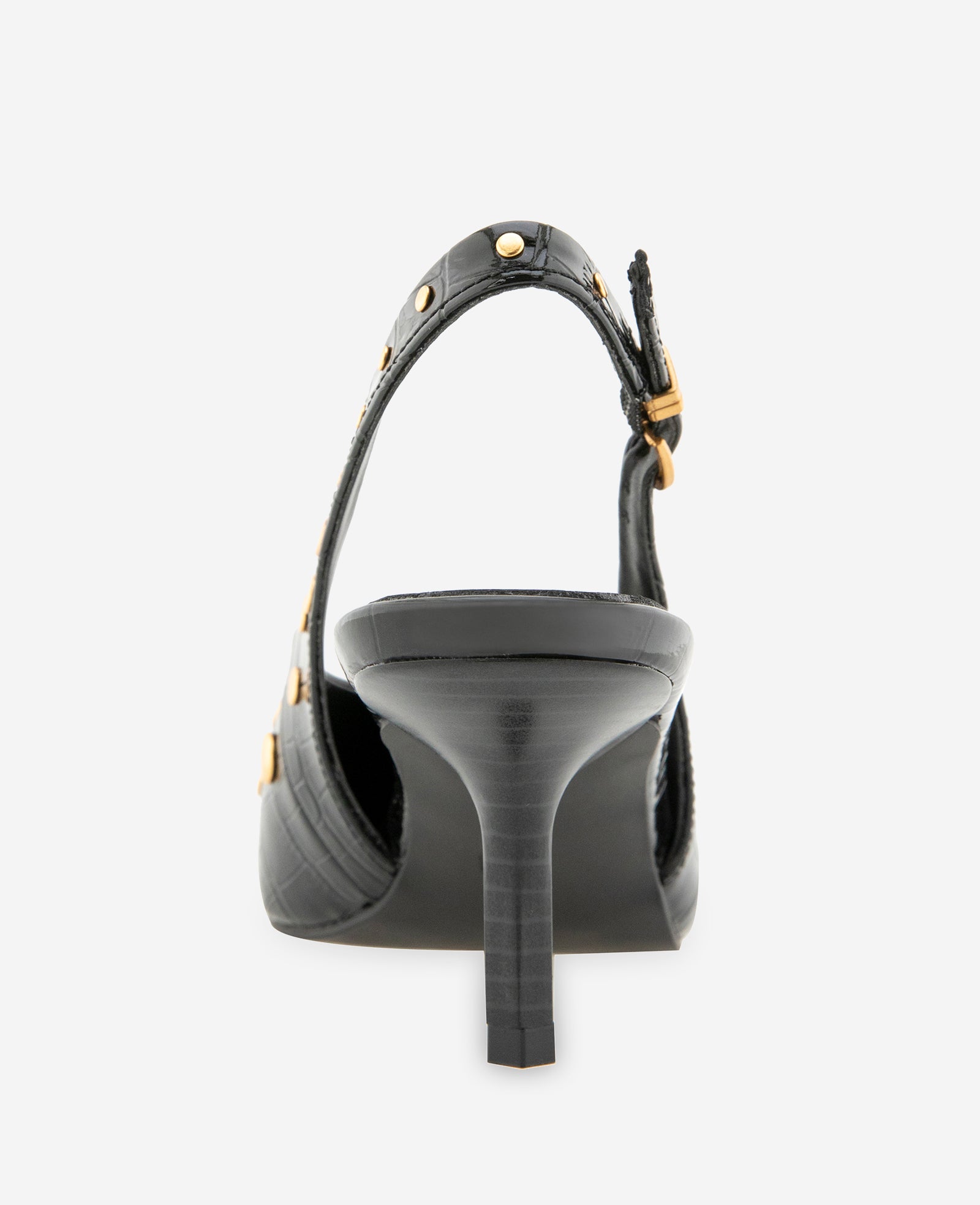 Kenneth Cole Reaction Shoes Ulysses Croco Patent Stud Slingback nero croco