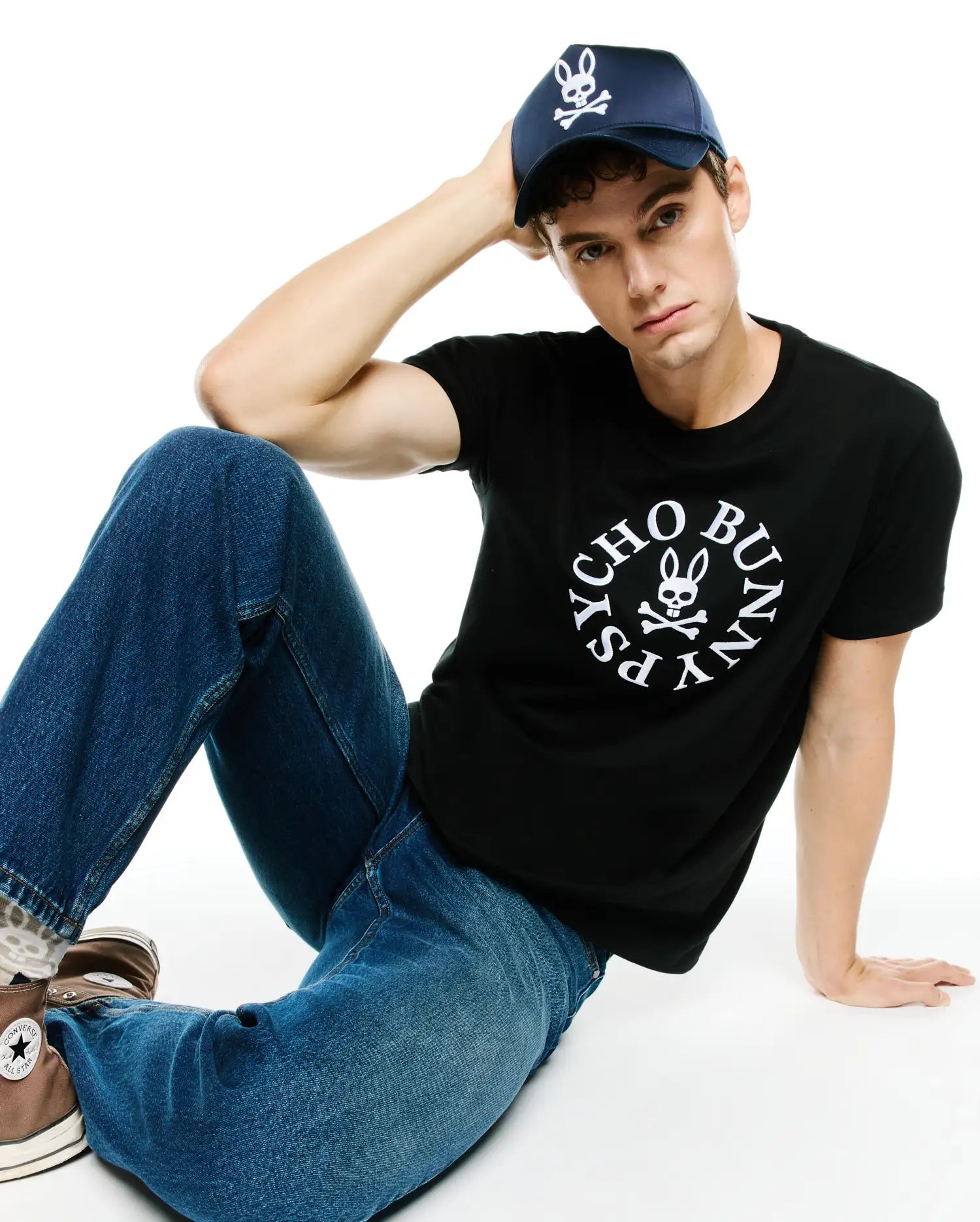 Psycho Bunny Men's Tees Vallance t-shirt nera in cotone Pima