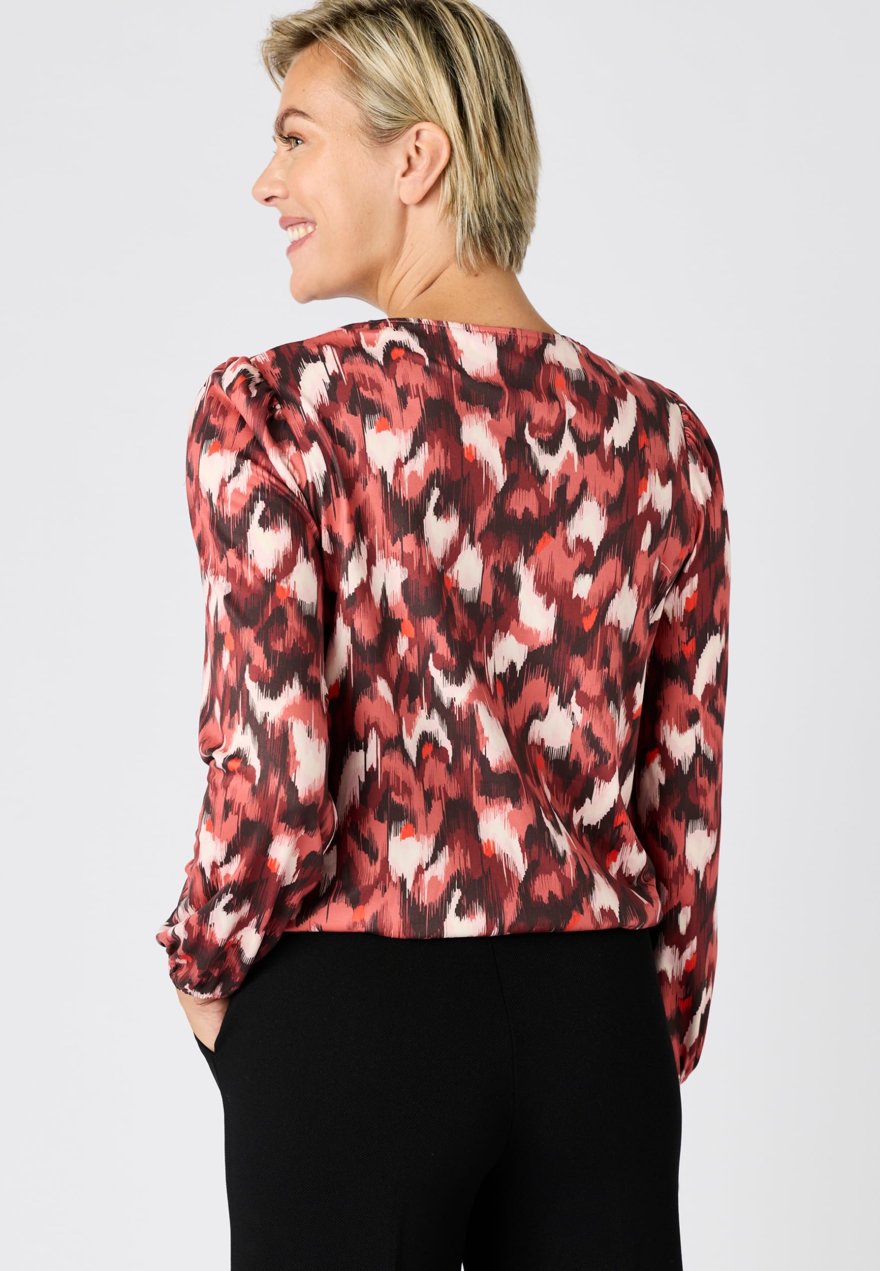 Damart Prêt-à-porter T-shirt stampata a maglia calda donna rosso bordeaux
