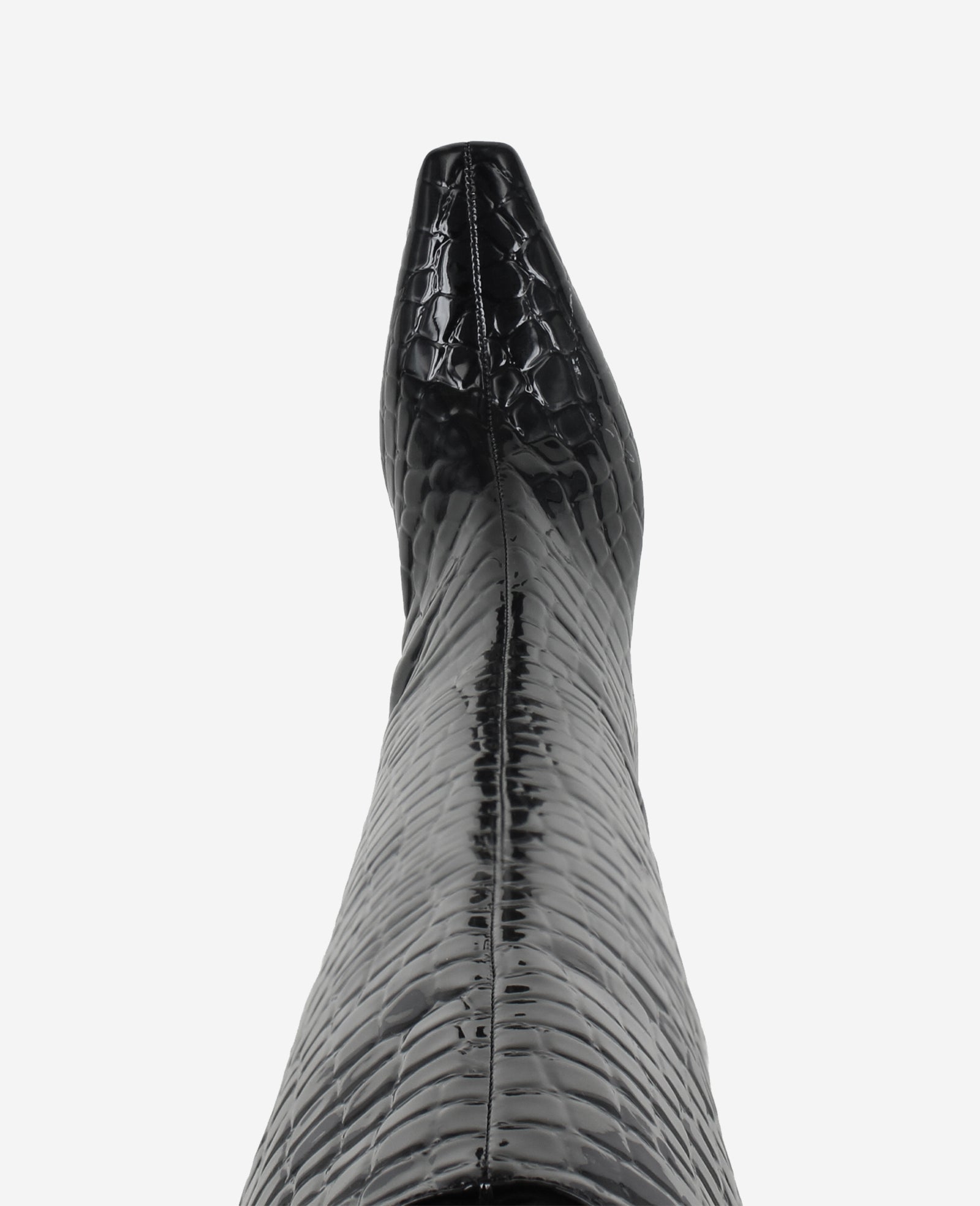 Kenneth Cole Reaction Shoes Rubia Croco Patent Tall Heel Boot stivali alti neri tacco 2,2 pollici