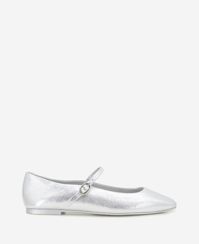 Kenneth Cole Reaction Shoes Jasper Metallic Leather Ballet Flat ballerine argento pelle