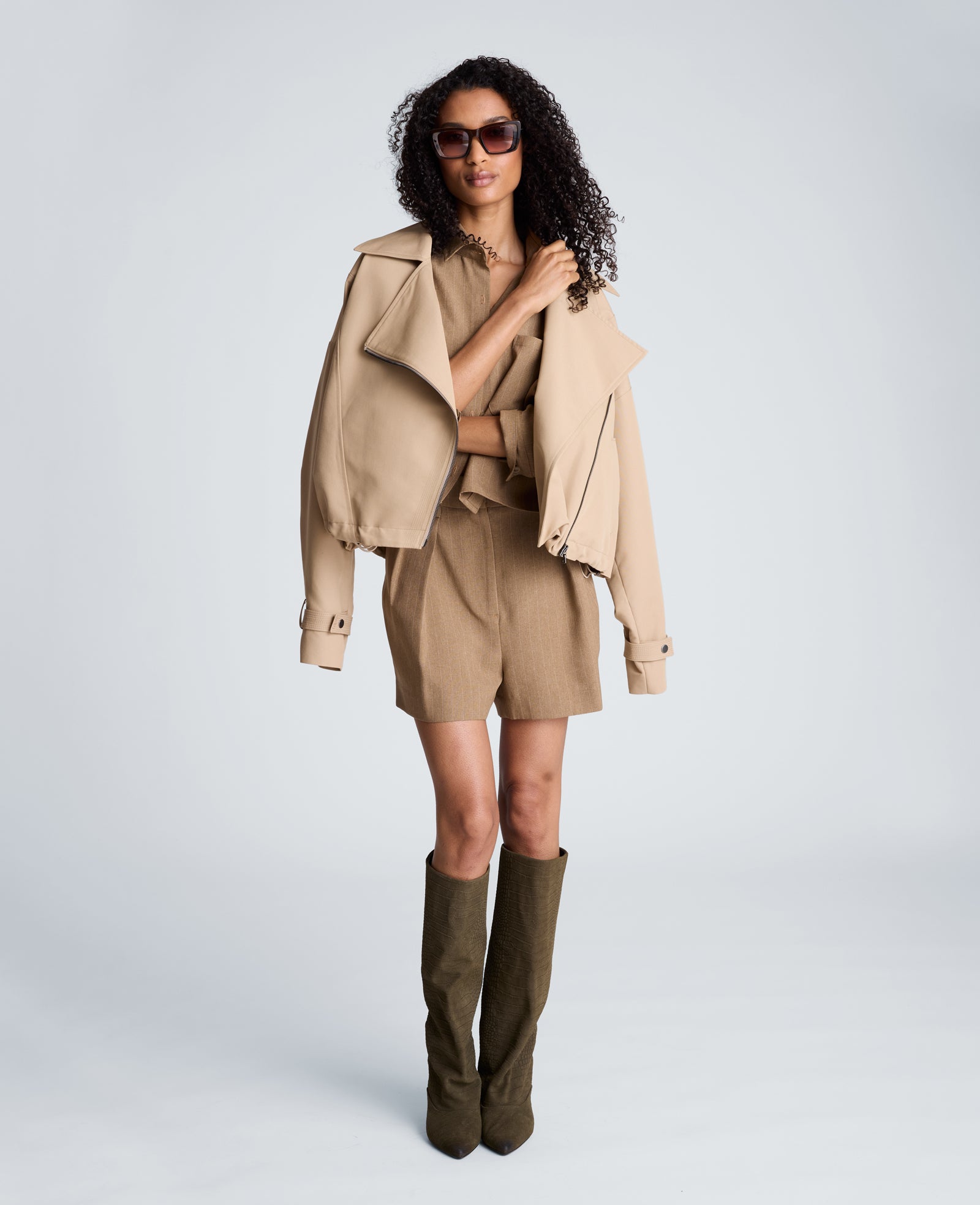 Kenneth Cole Reaction Clothing Boxy Moto Trench trench Farro