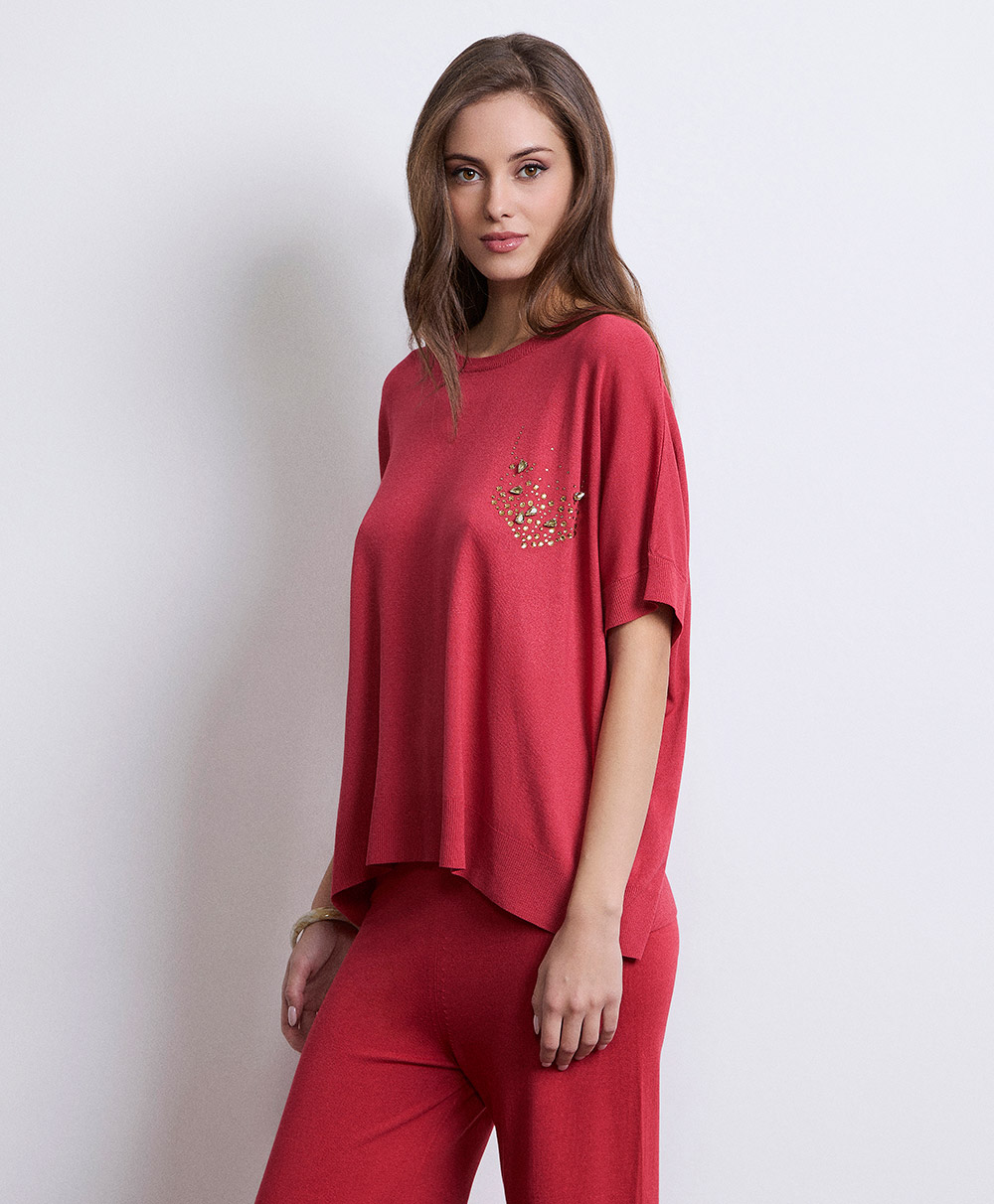 Markup Donna Maglieria Maglia over con applicazioni