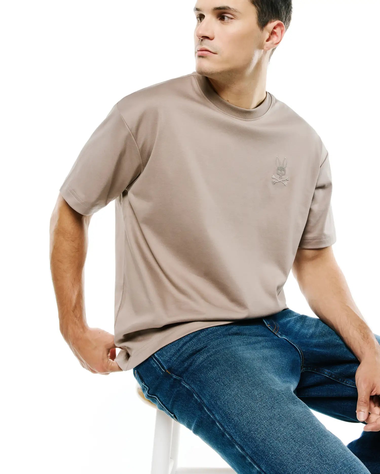 Psycho Bunny Oscar MT0200217 maglietta beige 100% Pima oversize