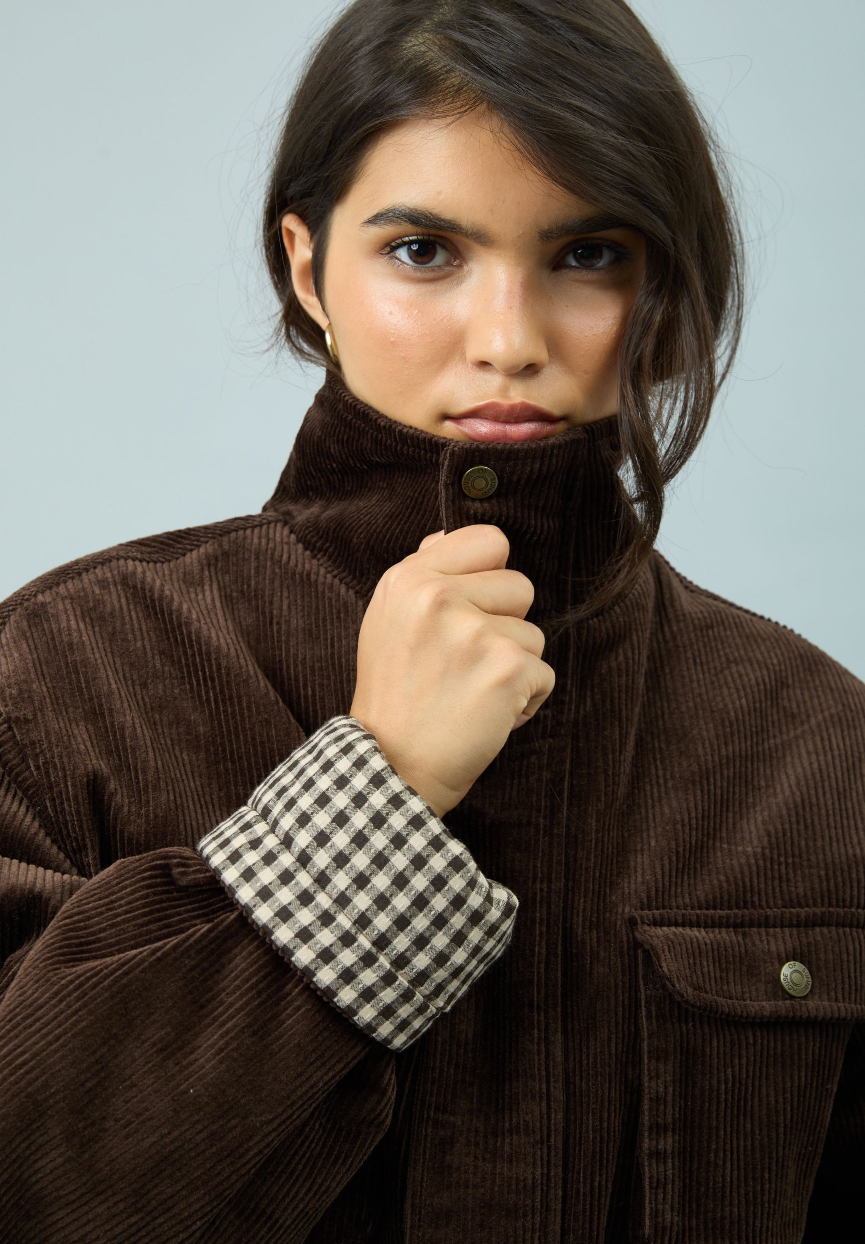 House Of Sunny Women's Jackets CORDUROY FUNNEL NECK JACKET giacca in velluto a coste marrone
