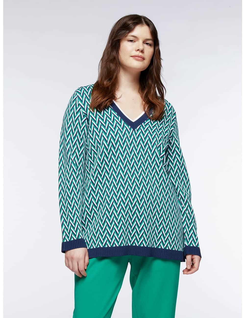 Fiorella Rubino Maglia con Disegni Chevron maglia XS Plus