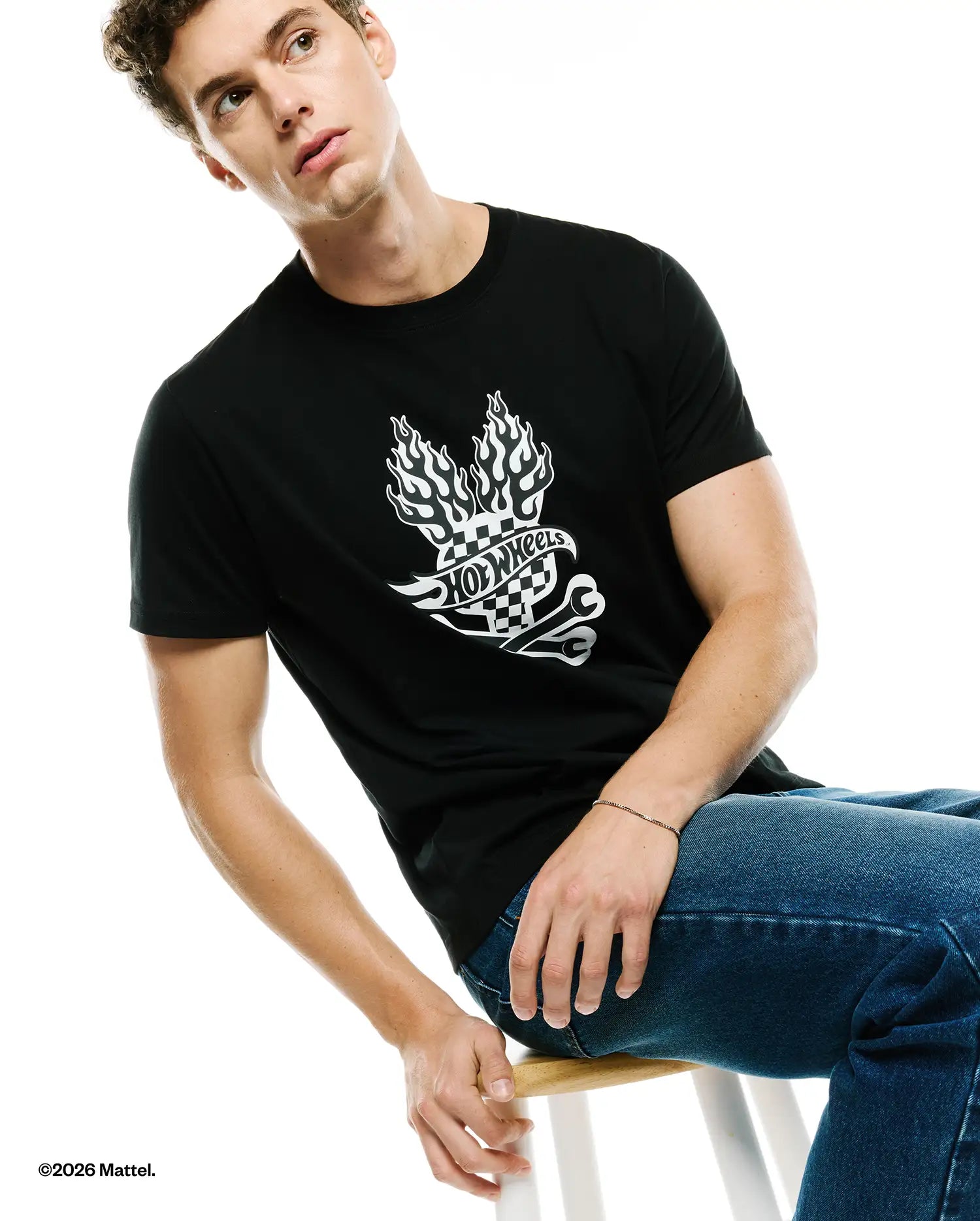 Psycho Bunny Men's Tees Hot Wheels t-shirt nera cotone Pima