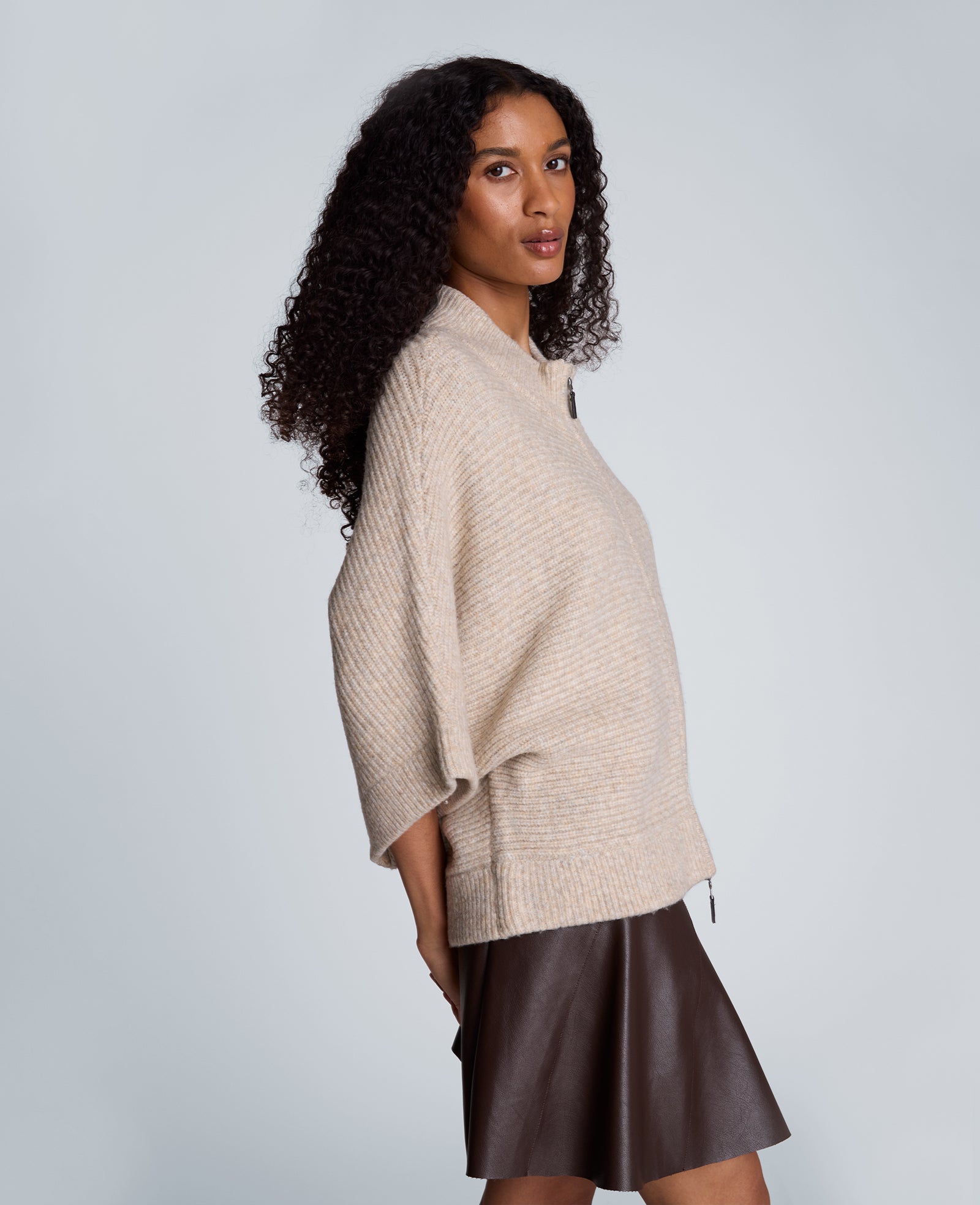 Kenneth Cole Reaction Clothing Elbow Sleeve Doleman Zip Cardigan cardigan Driftwood Heather con zip
