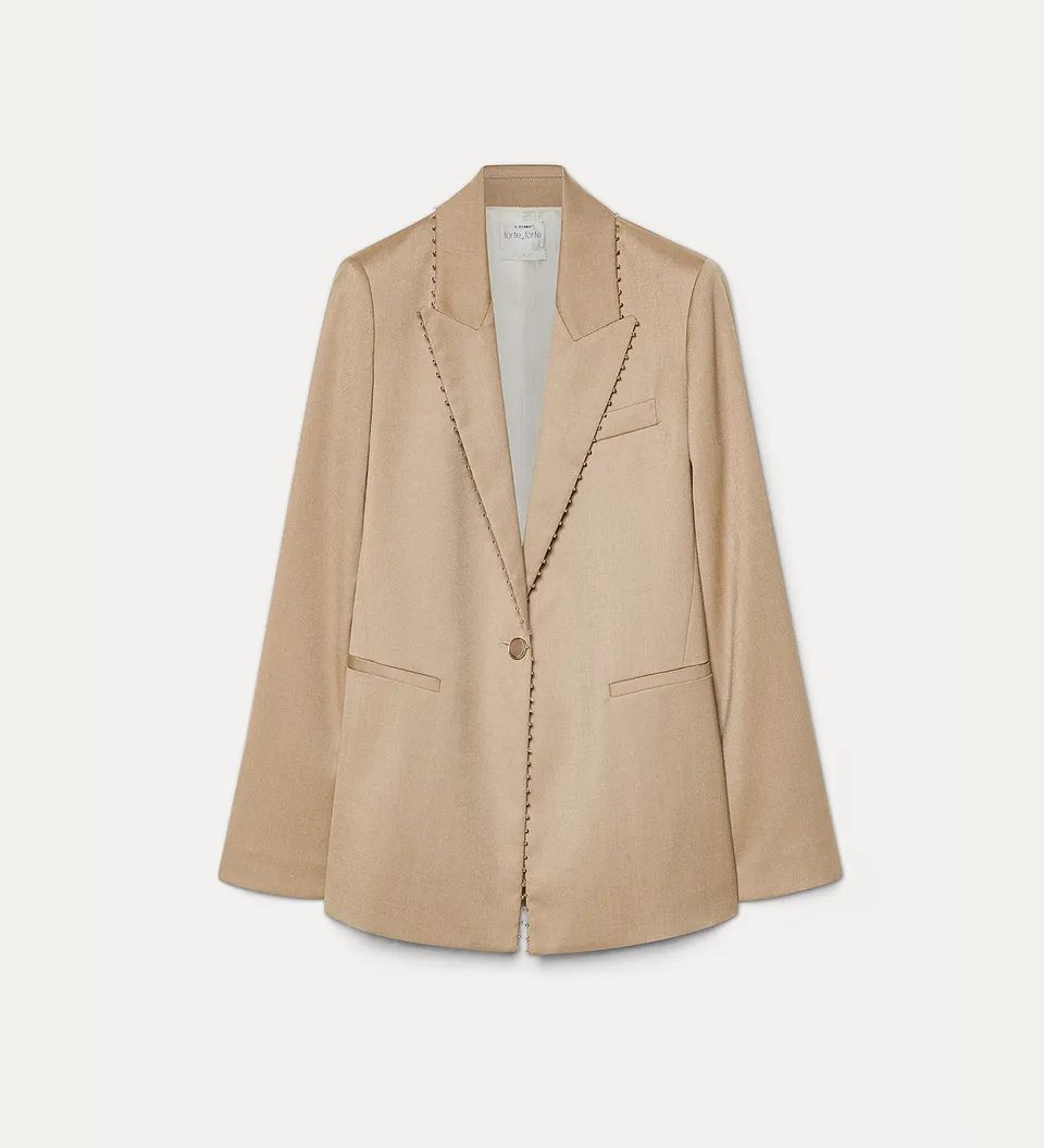 Forte giacche giacca ricamata grain de poudre mandorla antipiega