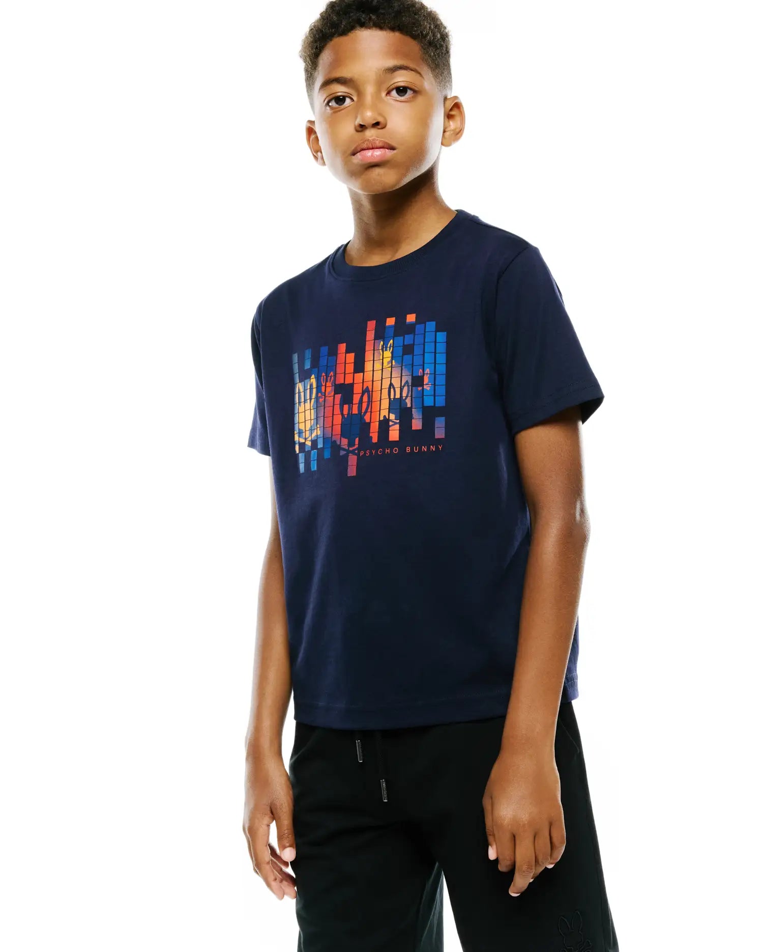 Psycho Bunny Kids Tees Zander Graphic Tee T-shirt blu 100% Pima