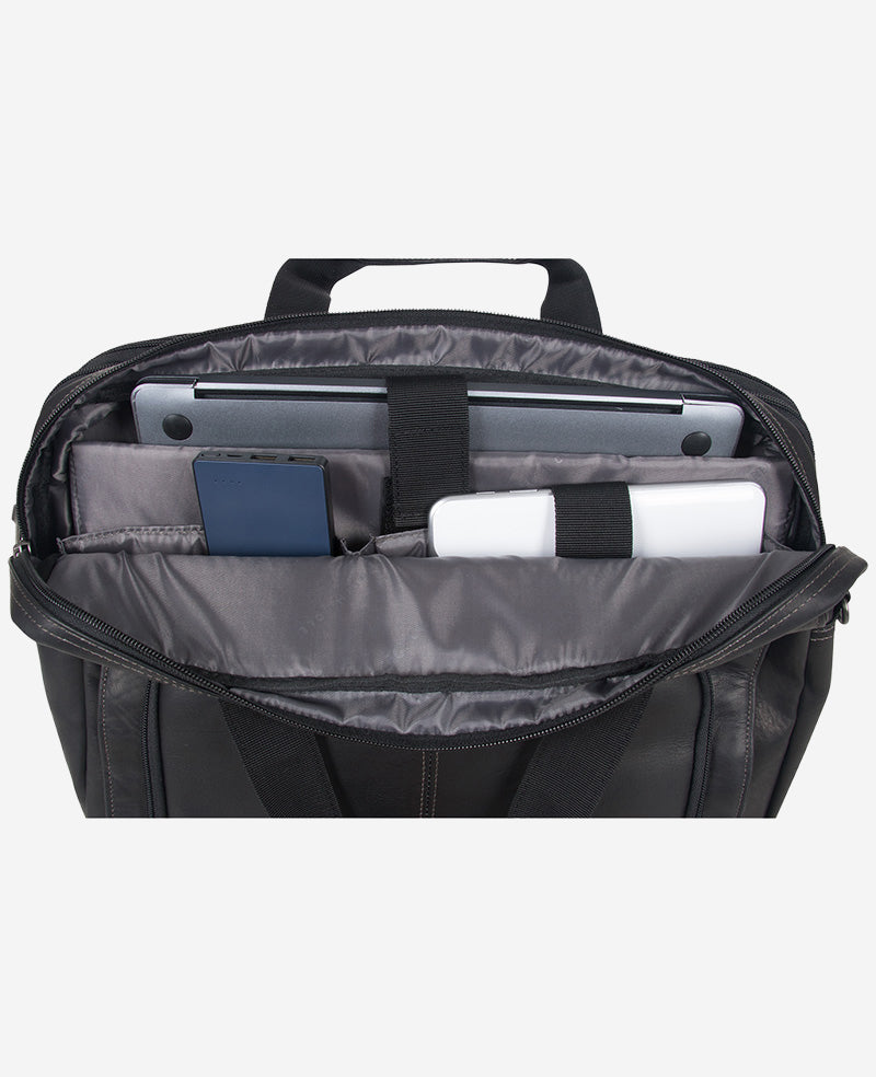 Kenneth Cole Reaction Bags Colombian Leather Top Zip Messenger Bag borsa nera in pelle