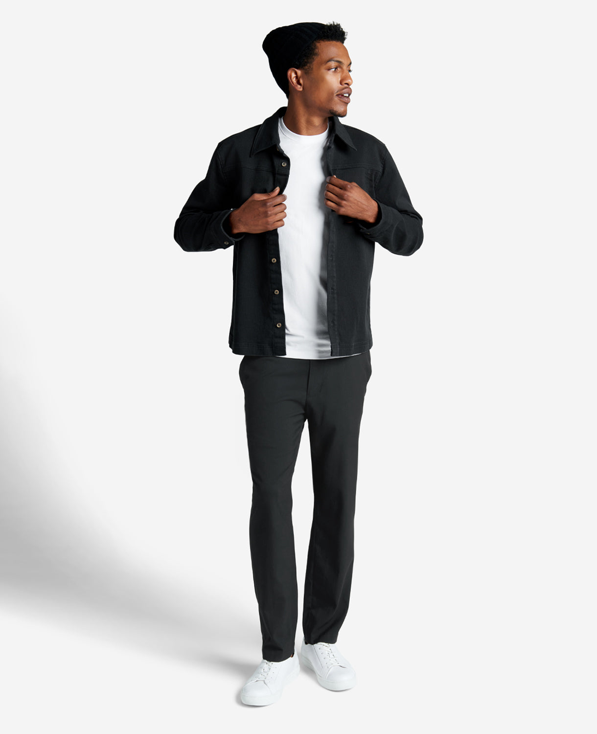 Kenneth Cole Reaction Clothing Stretch Shirt Jacket giacca camicia nera