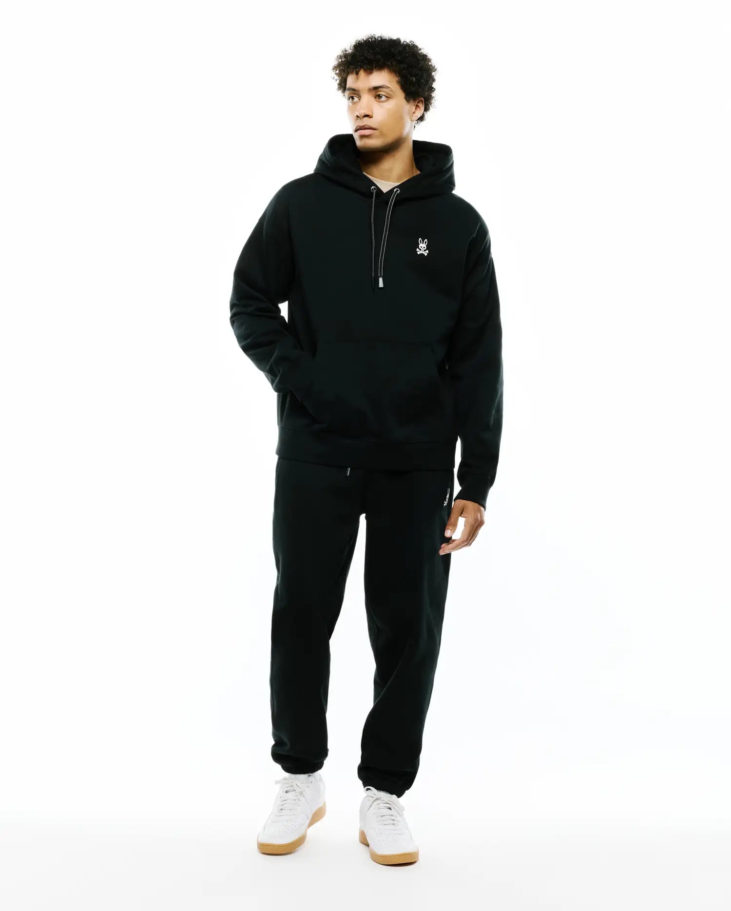 Psycho Bunny Men's Sweatshirts & Hoodies Terrence Fleece Hoodie MT0500254 felpa nera oversize