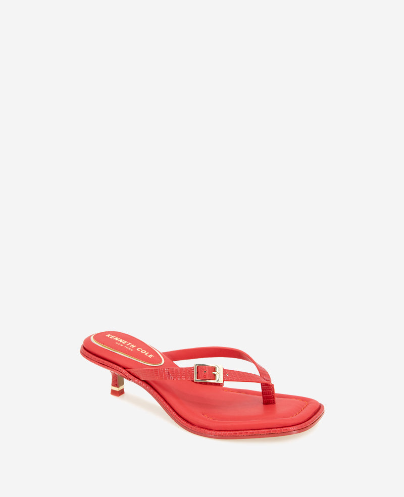 Kenneth Cole Reaction Shoes Gillie Embossed Lizard Kitten Heel Buckle Sandal sandali red lizard tacco 2 pollici