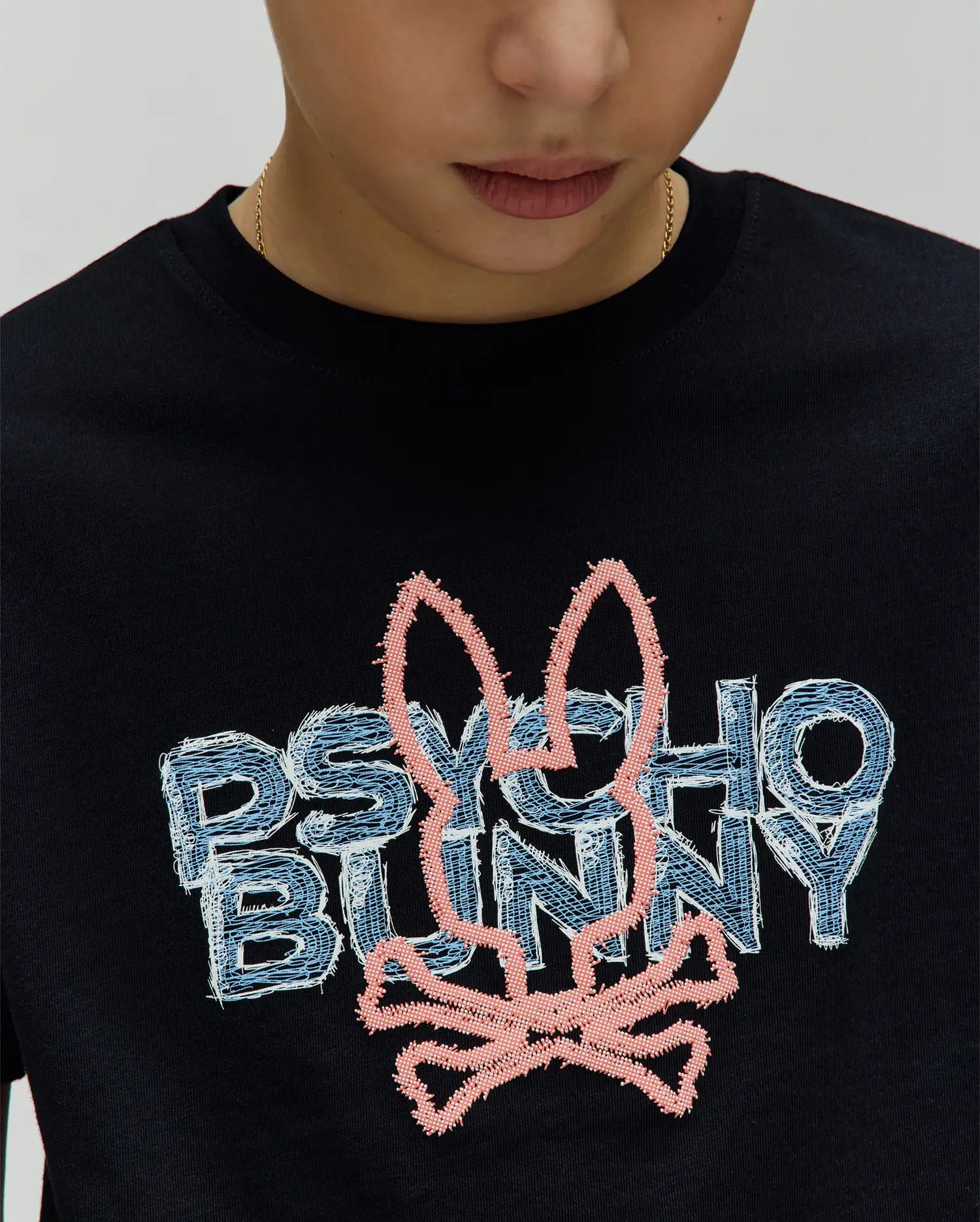 Psycho Bunny Kids Tees Herman Graphic Tee maglietta nera in cotone Pima