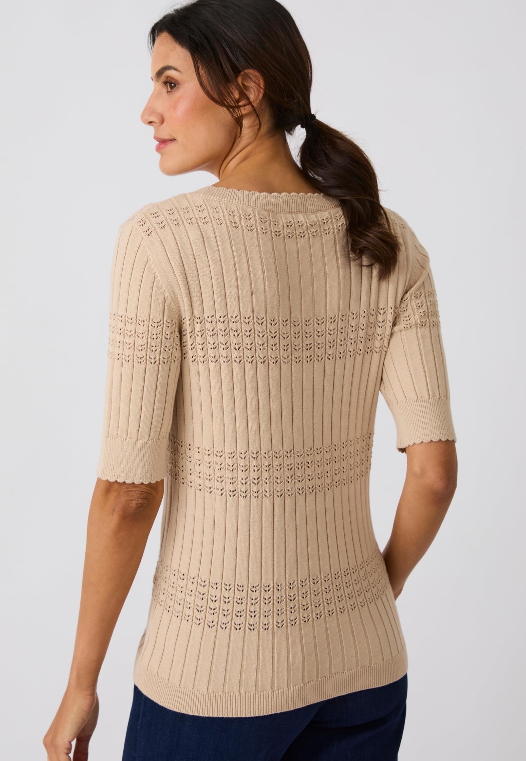 Damart Prêt-à-porter maglione donna manica corta in cotone biologico