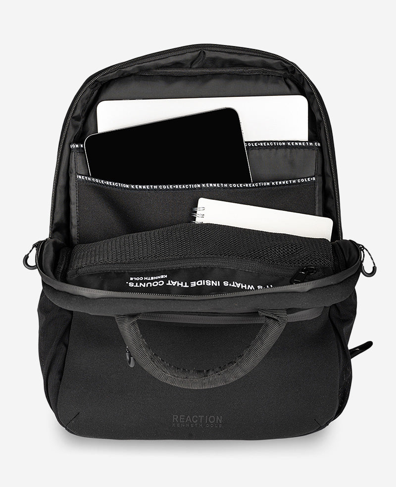 Kenneth Cole Reaction Luggage Logan Backpack zaino nero con scomparto imbottito per laptop