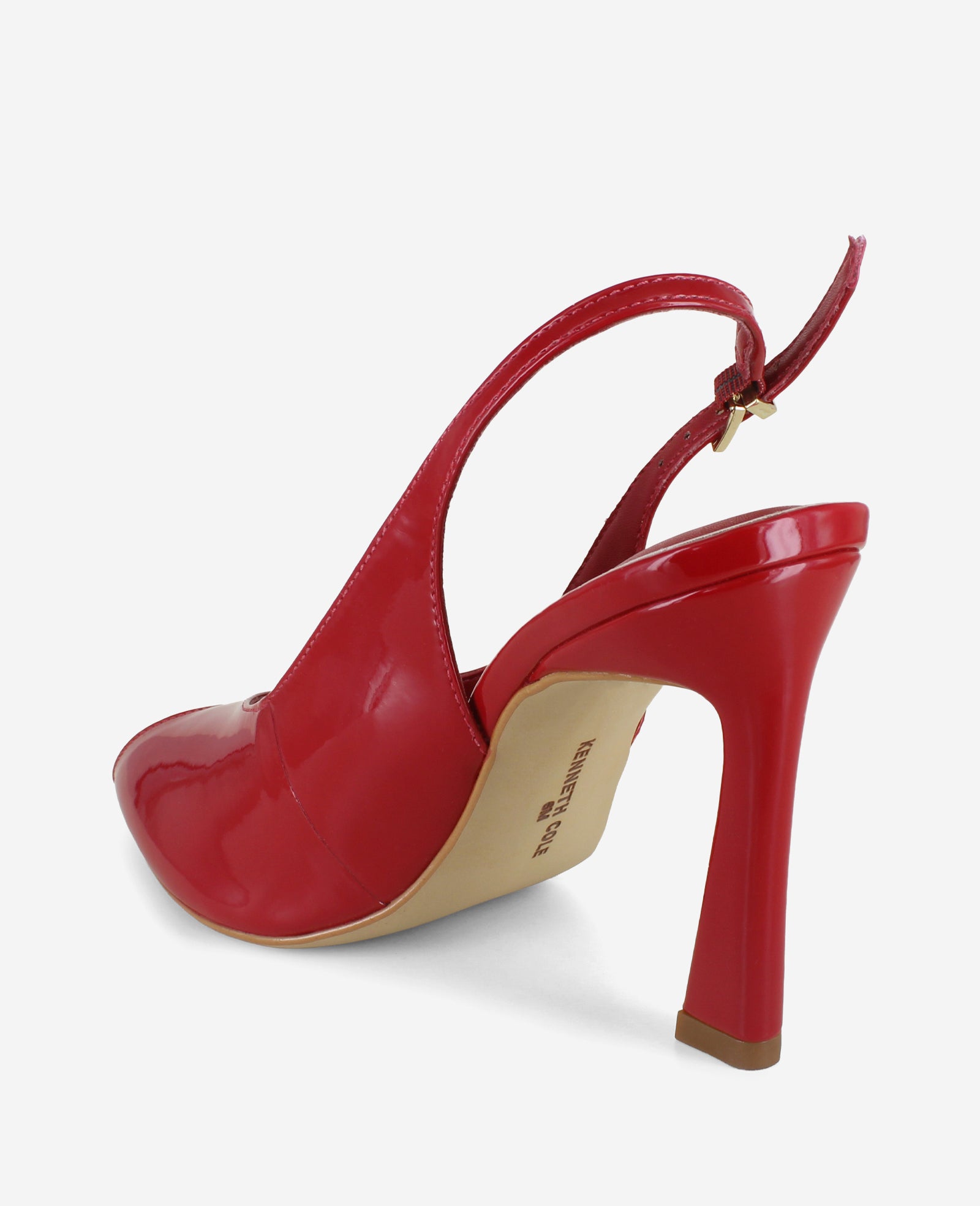 Kenneth Cole Reaction Shoes Priya Patent Peep-Toe Slingback Heel scarpe RED PATENT