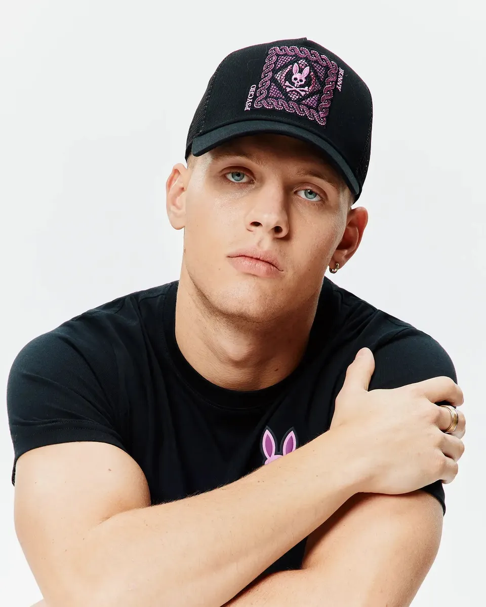 Psycho Bunny Accessories MENS FRANK TRUCKER CAP MO1500110 cappellino nero