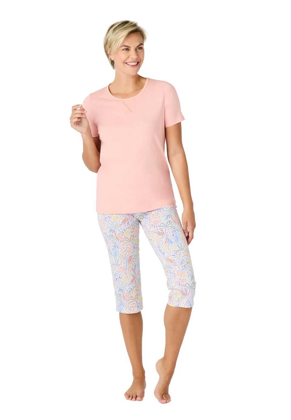 Damart Homewear Pyjacourt Fantasia Maglia Jersey Puro Cotone pettinato donna