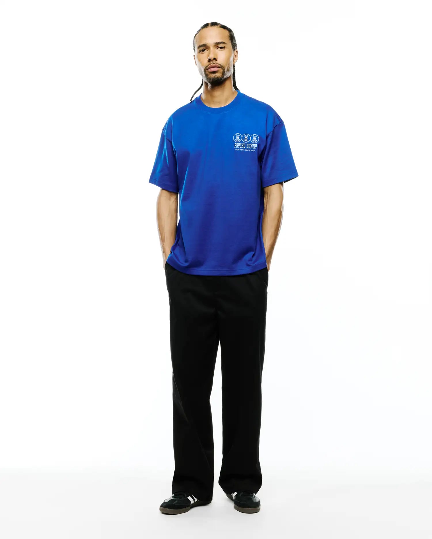 Psycho Bunny Men's Tees Men's Nathaniel Oversized Pima Tee maglietta blu