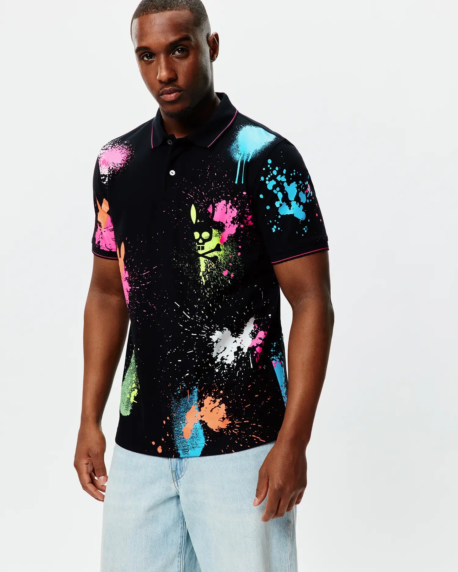 Psycho Bunny Men's Polos Quintin Pique Polo polo nera cotone Pima ricamato
