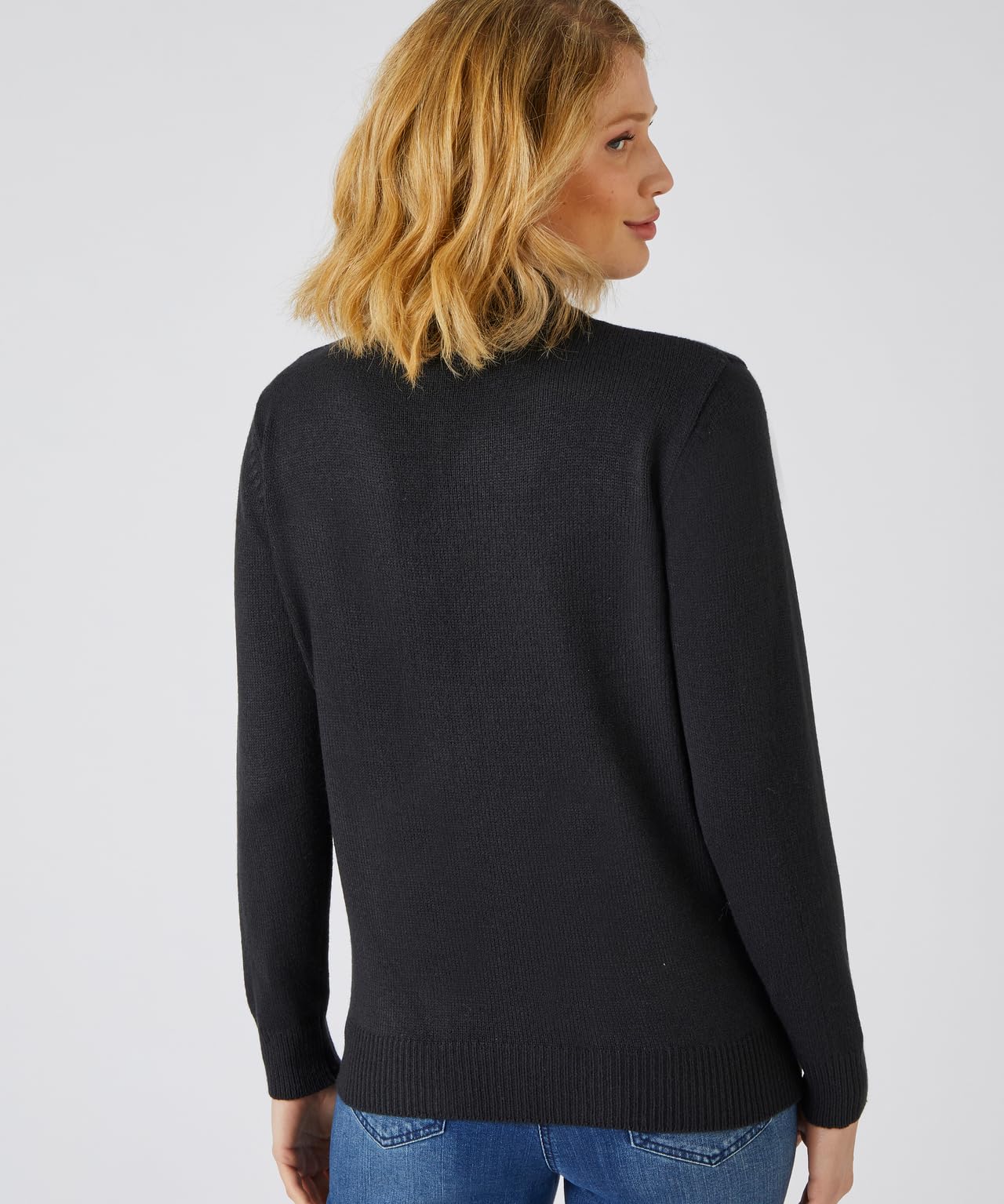 Damart Prêt-à-porter maglione collo alto abbottonato nero 48