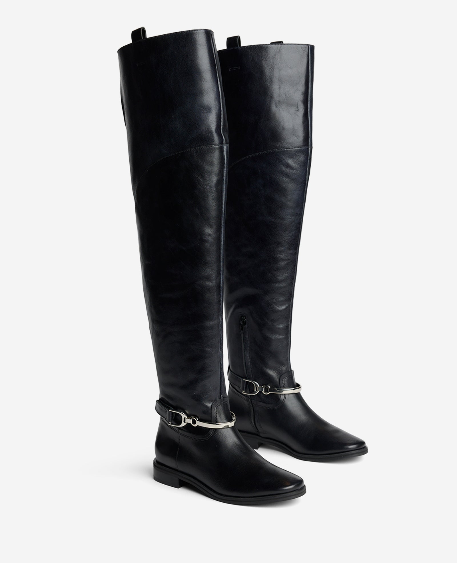 Kenneth Cole Reaction Maza Leather Riding Boot stivali neri sopra il ginocchio