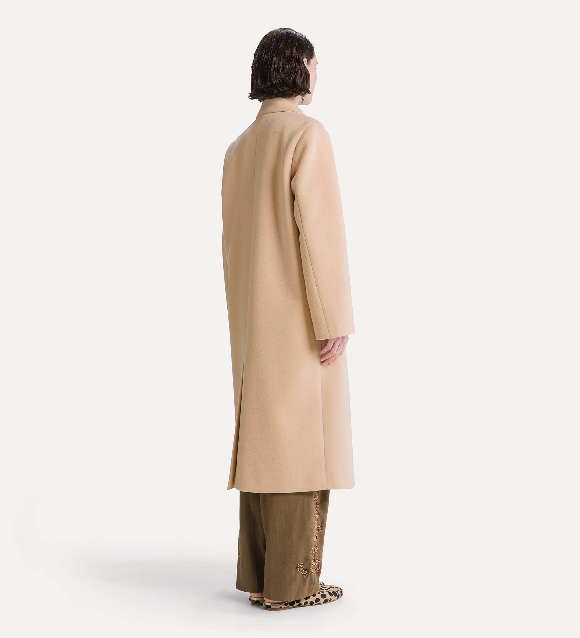 Forte capispalla e kimono Heart Majestic cappotto lungo ecrù ricamato