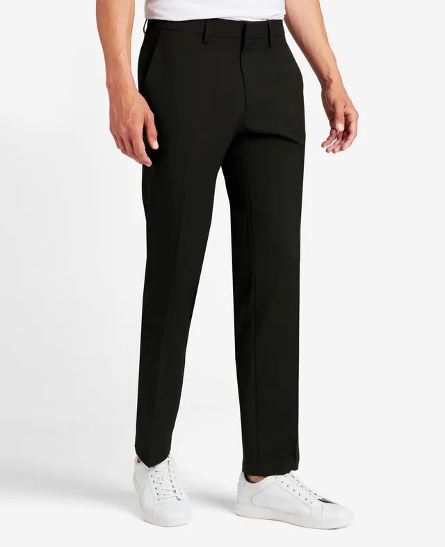 Kenneth Cole Reaction Modern-Fit Micro Check Stretch Trouser pantaloni neri 32/29 elasticizzati
