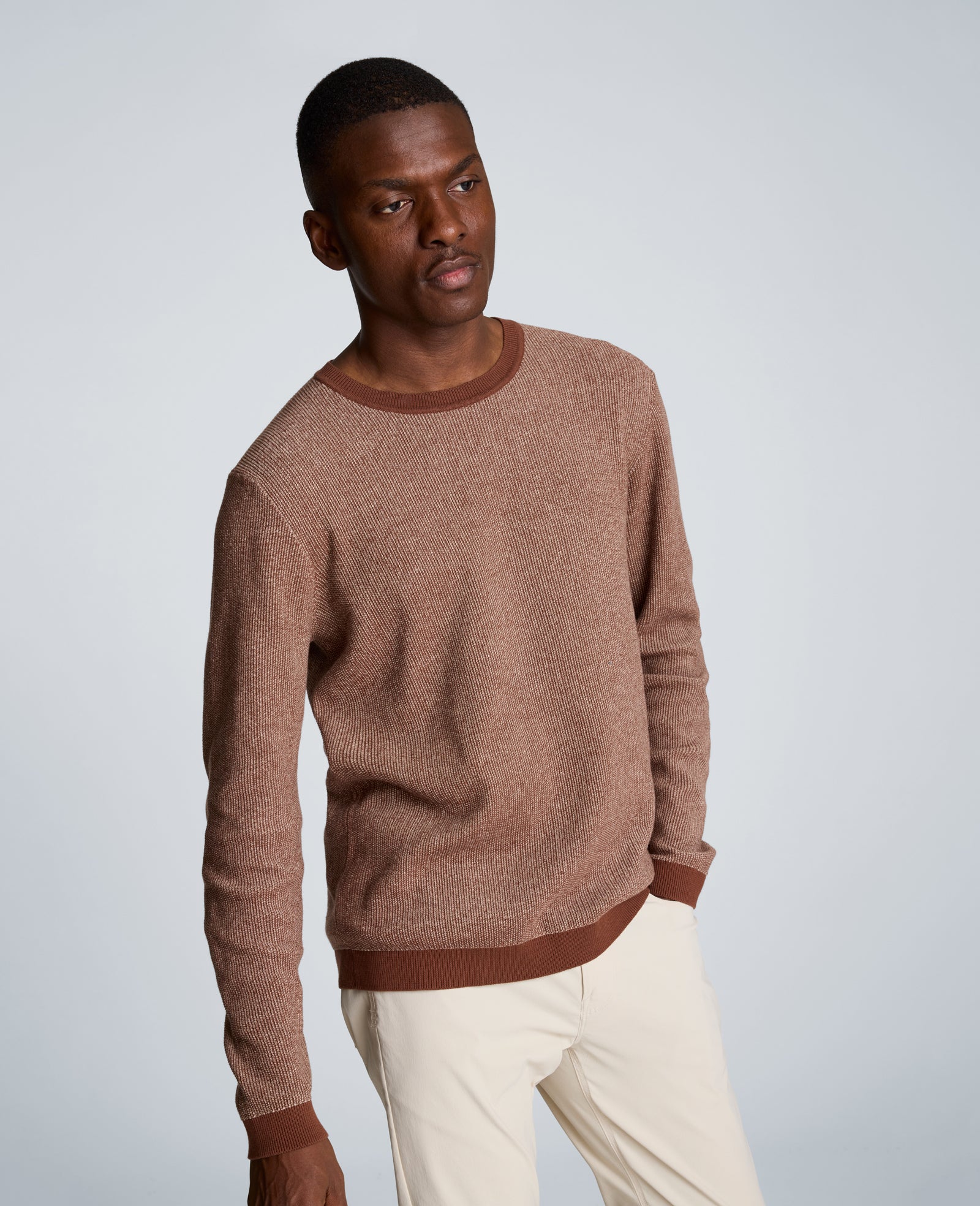Kenneth Cole Reaction Clothing Sweater Crewneck maglione marrone cotone