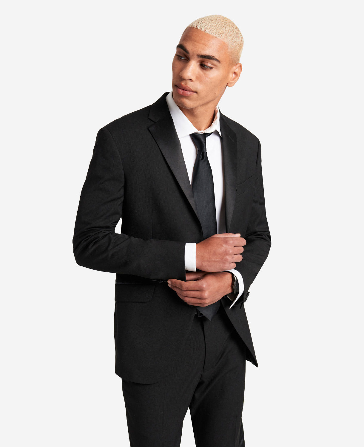 Kenneth Cole Reaction Clothing Ready Flex Slim-Fit Tuxedo Suit abito smoking nero