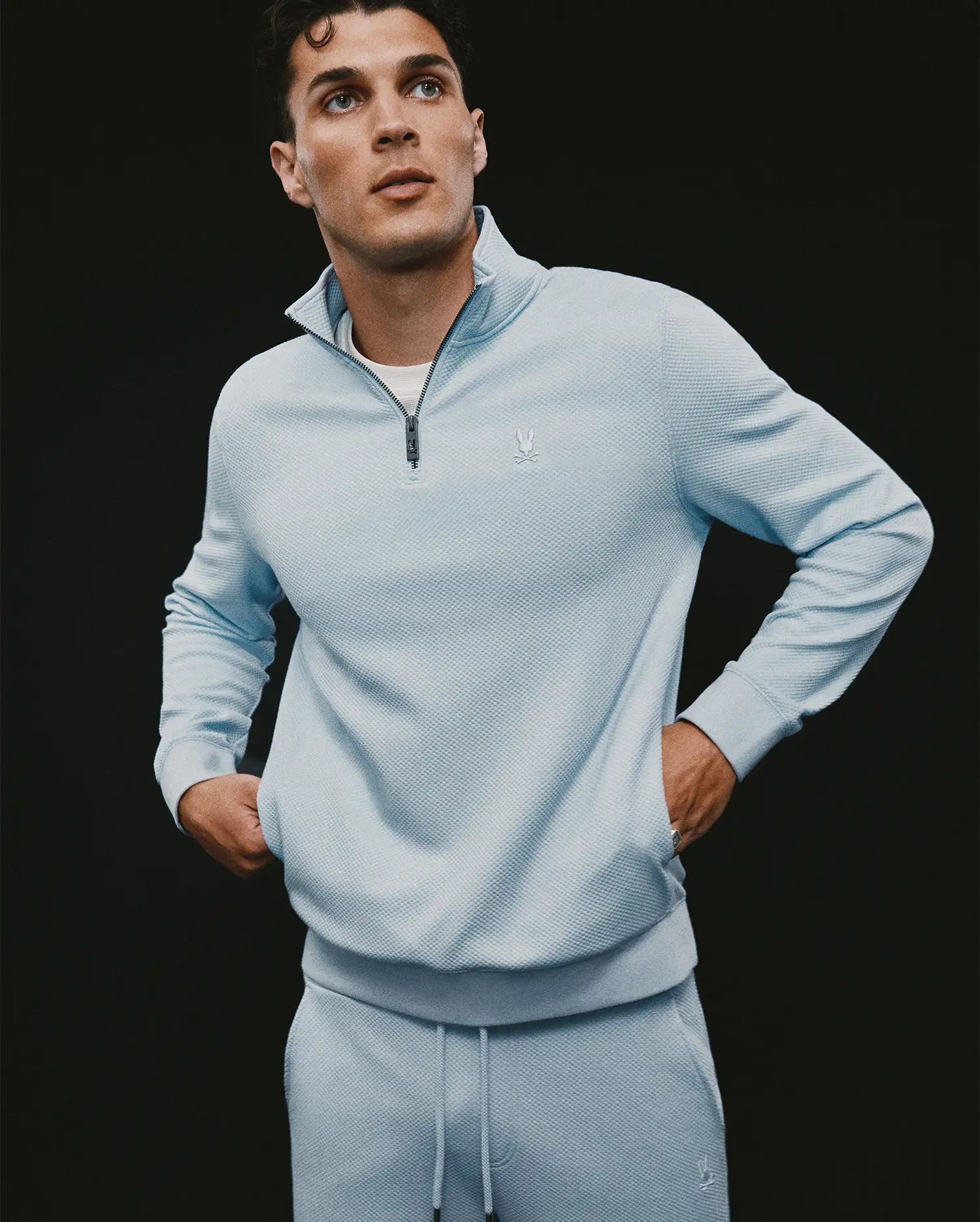 Psycho Bunny Men's Sweatshirts & Hoodies Marc Quarter-Zip Sweatshirt MT0500245 felpa blu
