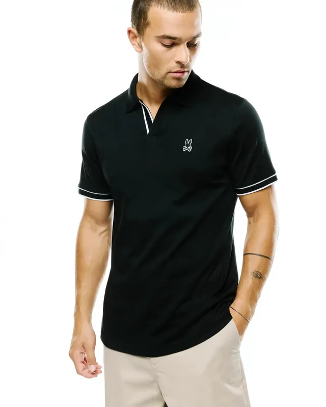 Psycho Bunny Men's Polos Nasser Pima Johnny Polo polo nera cotone Pima