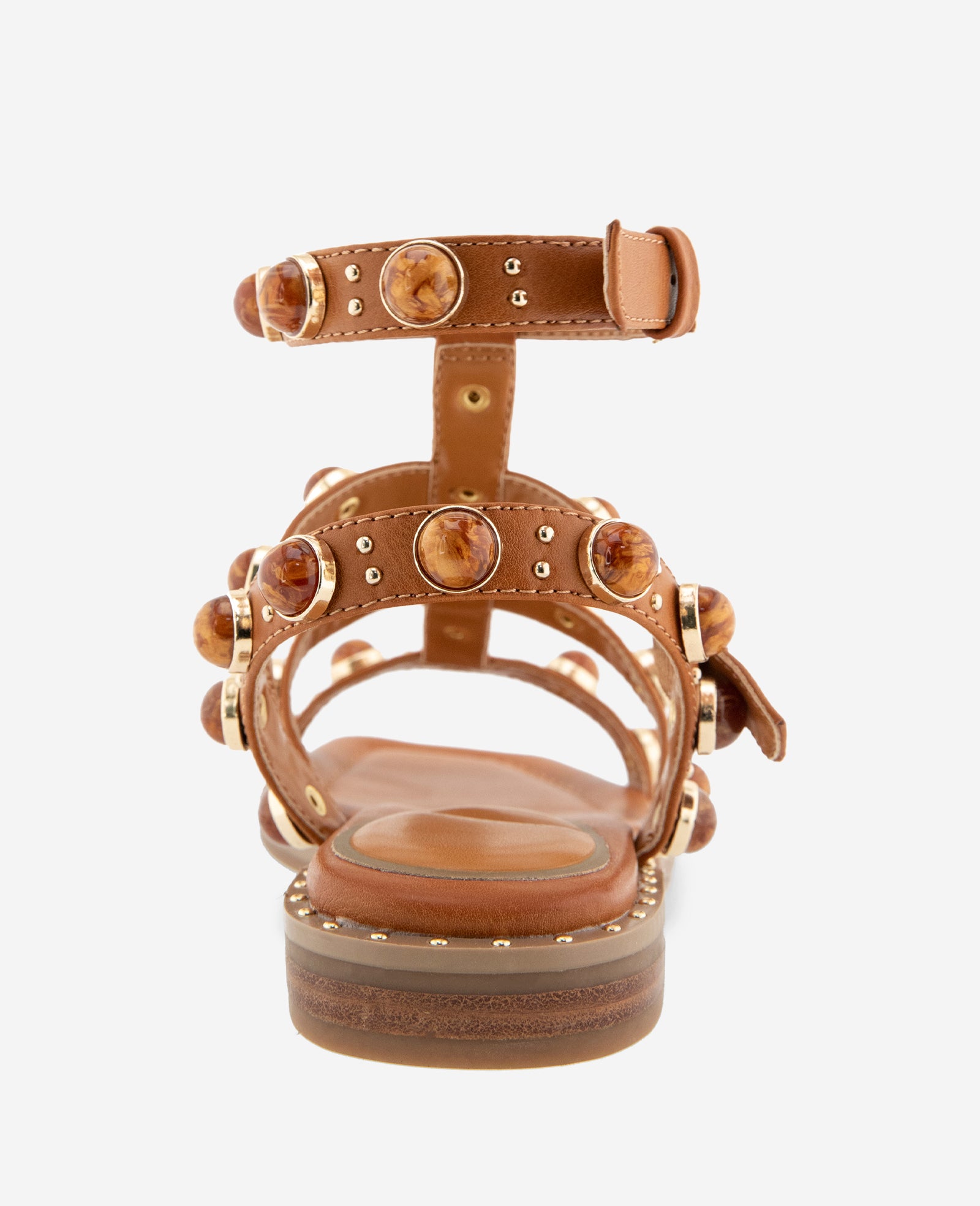 Kenneth Cole Shoes Ruby Leather Jewel Gladiator Sandal sandalo beige
