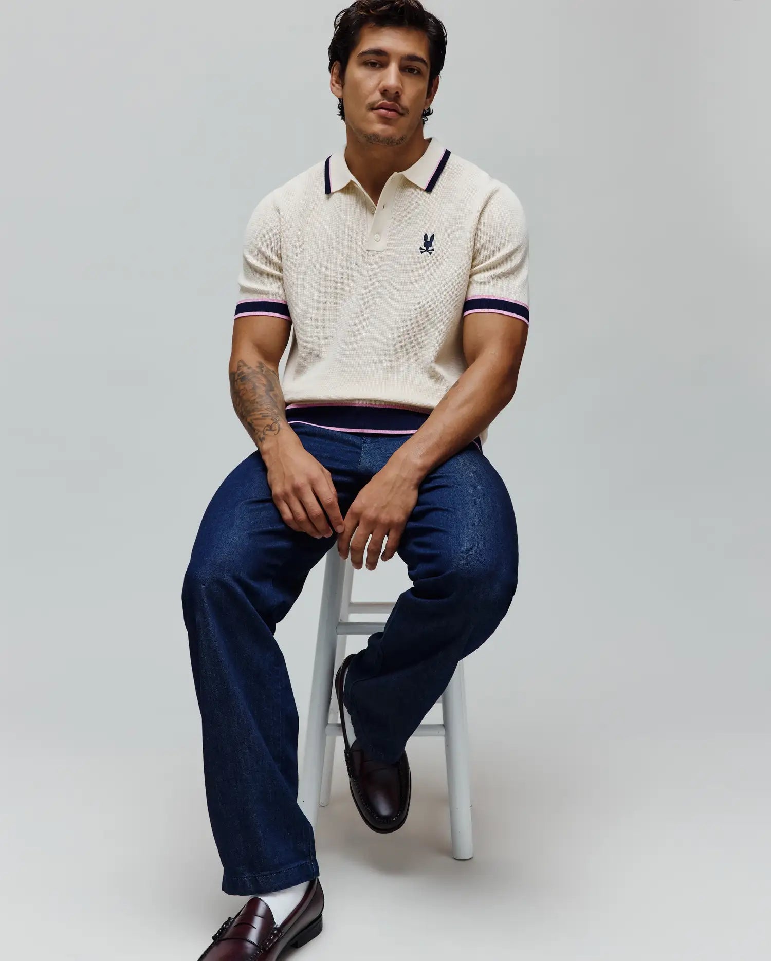 Psycho Bunny Men's Polos Dax Knit Polo 250 Pristine in maglia