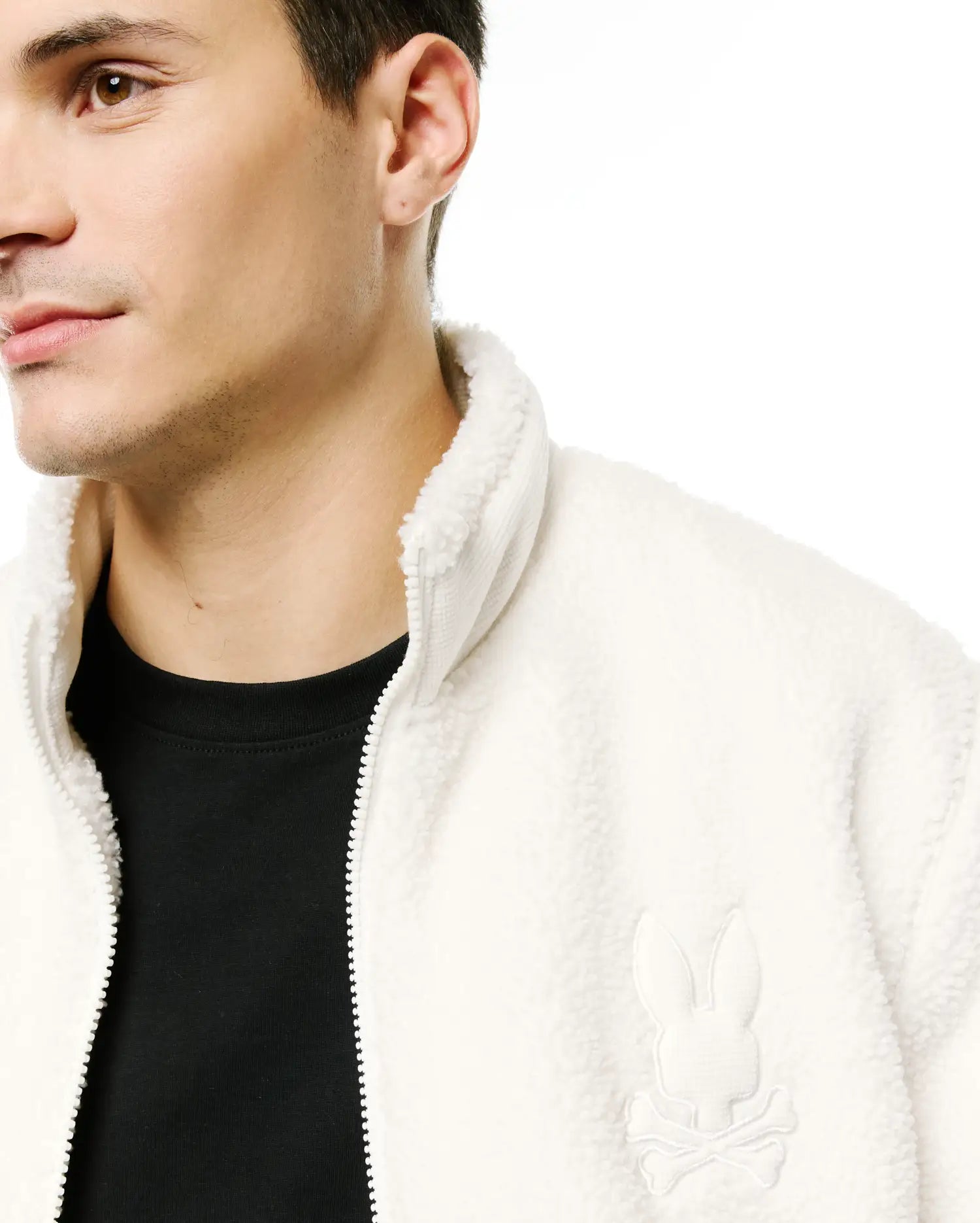 Psycho Bunny Jackets Men's Rowley Sherpa giacca ecru in pile