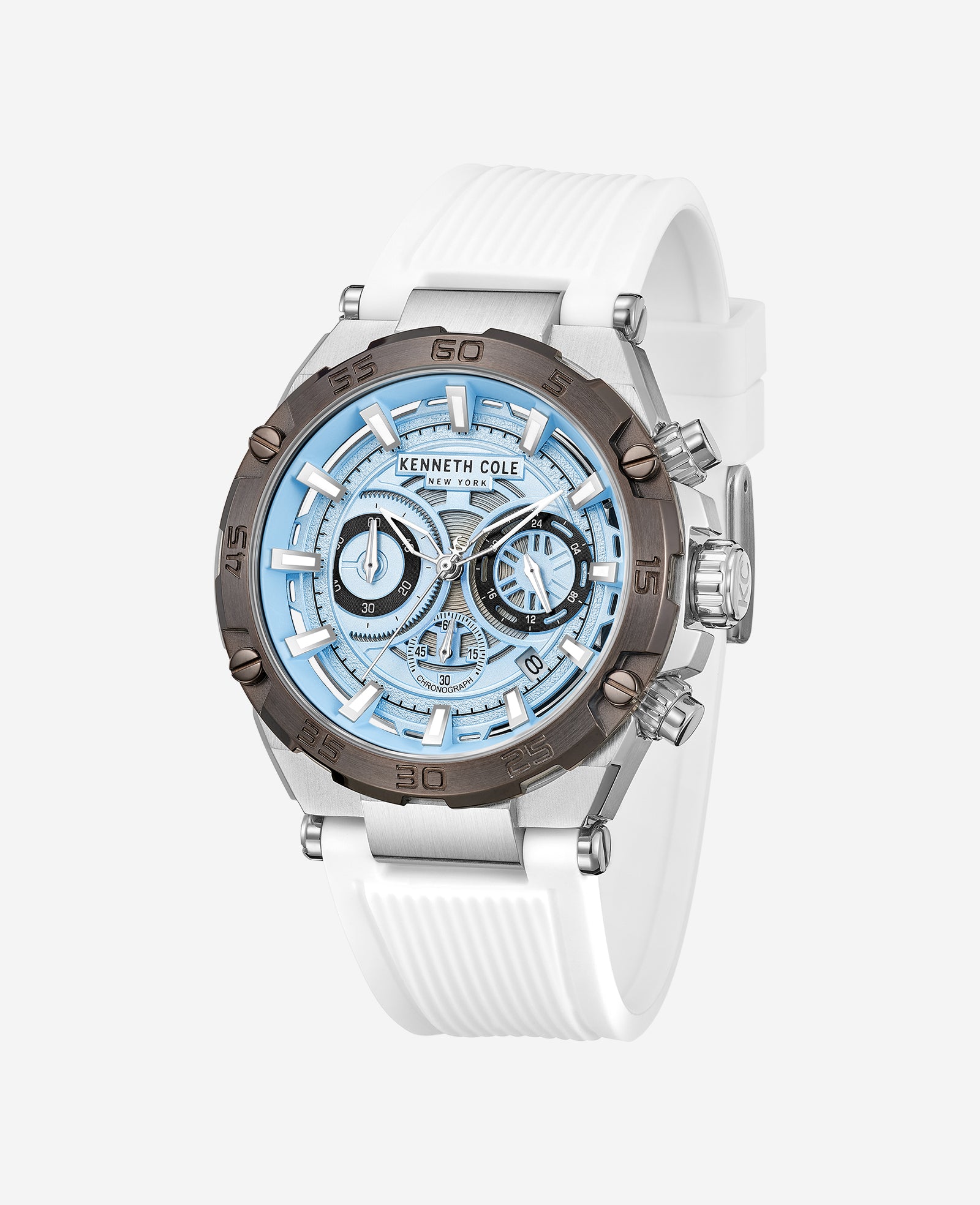 Kenneth Cole Reaction Watches Chronograph Sport Silicone Strap Watch orologio cronografo bianco