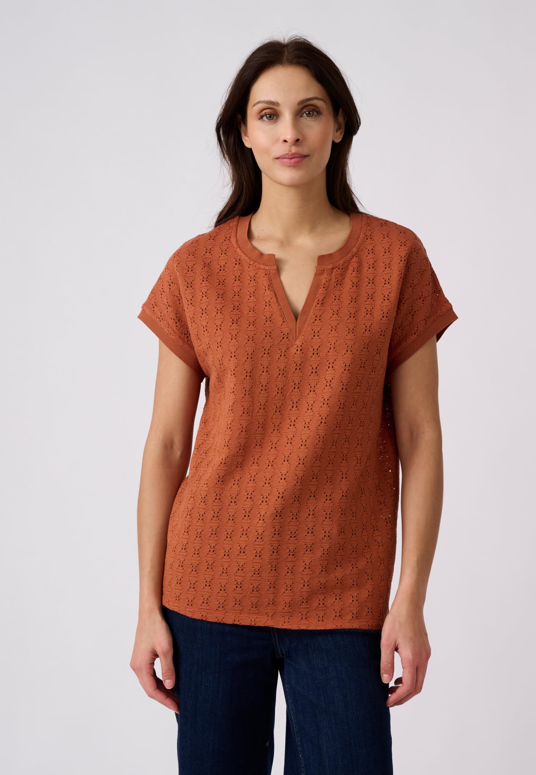 Damart Prêt-à-porter T-Shirt Maglia Jacquard marrone terracotta 38-40