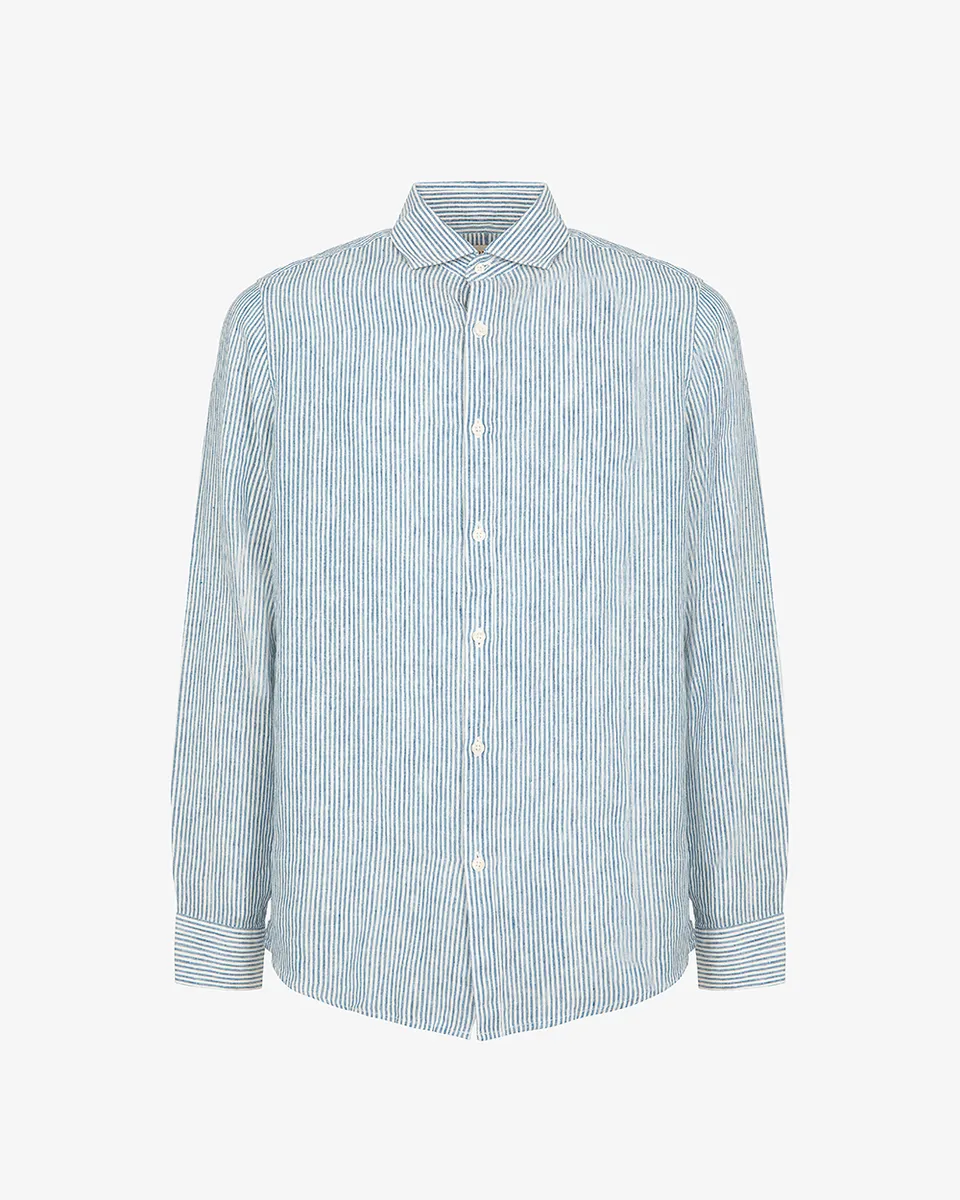 Markup Uomo Camicie Camicia manica lunga collo francese lino riga