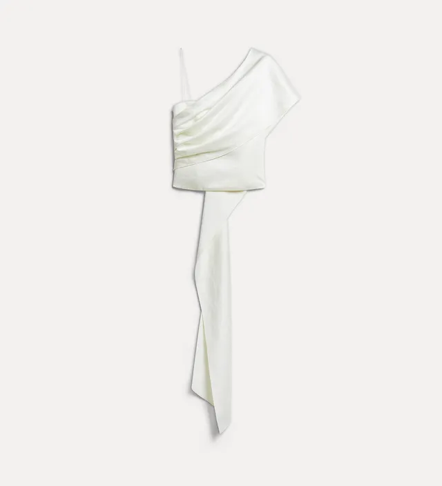 Forte top duchesse monospalla bianco con stola removibile
