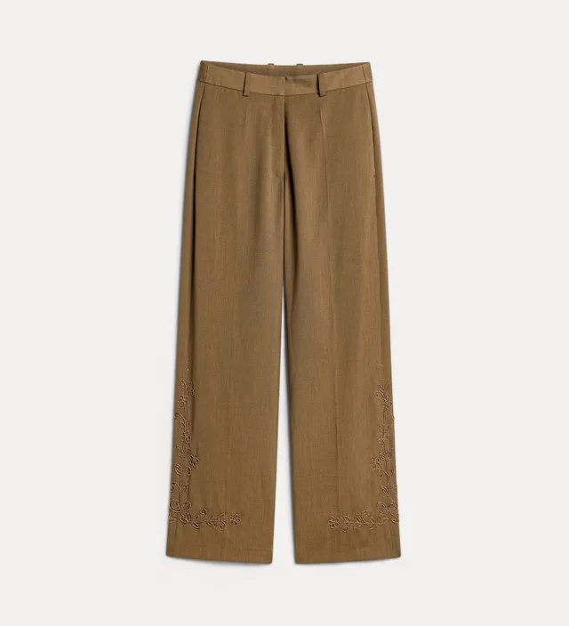 Forte pantaloni Pantaloni ricamo The Queen's Beads giallo oro