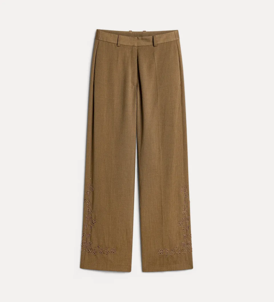Forte pantaloni Pantaloni ricamo The Queen's Beads giallo oro