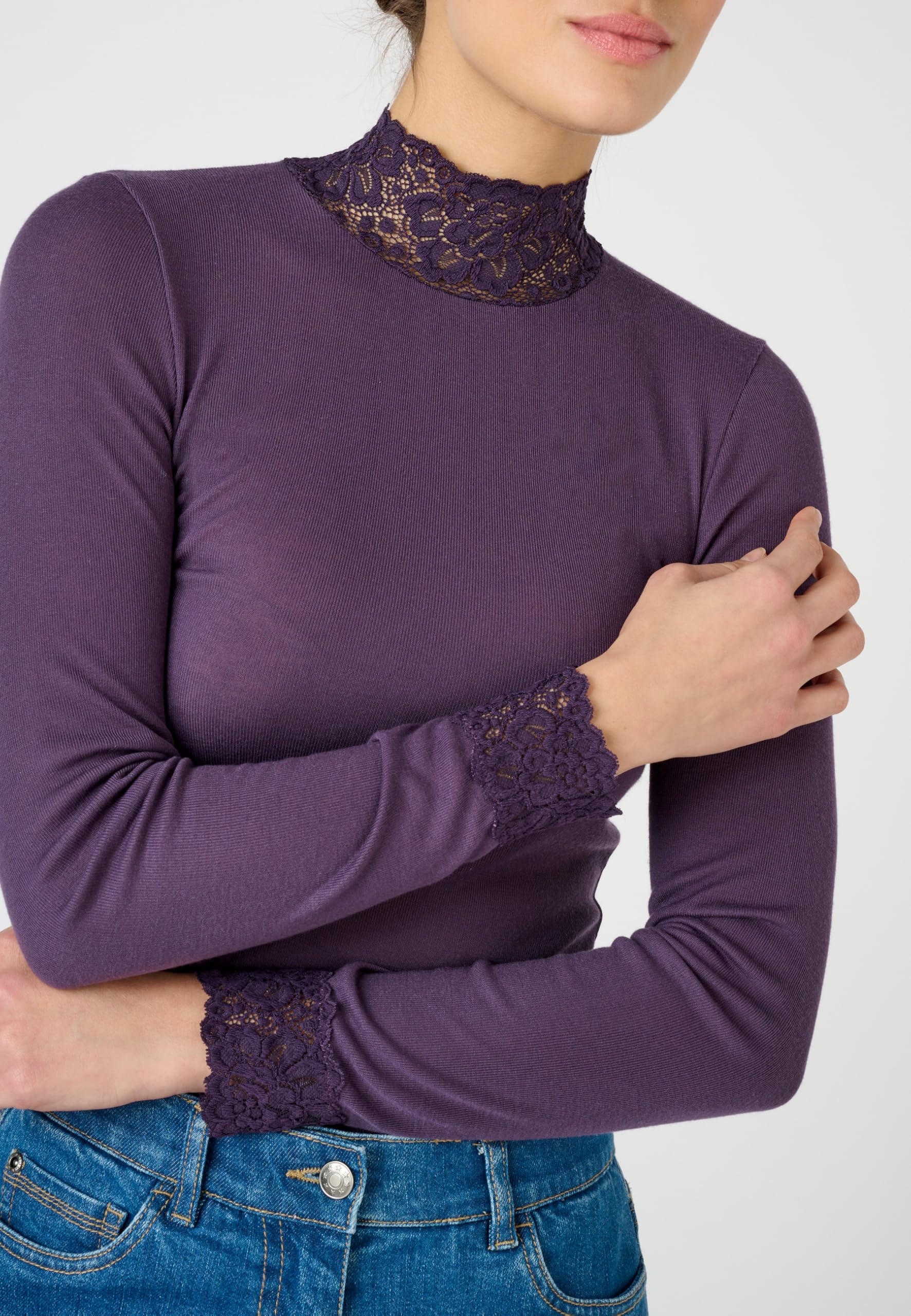 Damart Thermolactyl Maglietta fine costa maniche lunghe viola XS