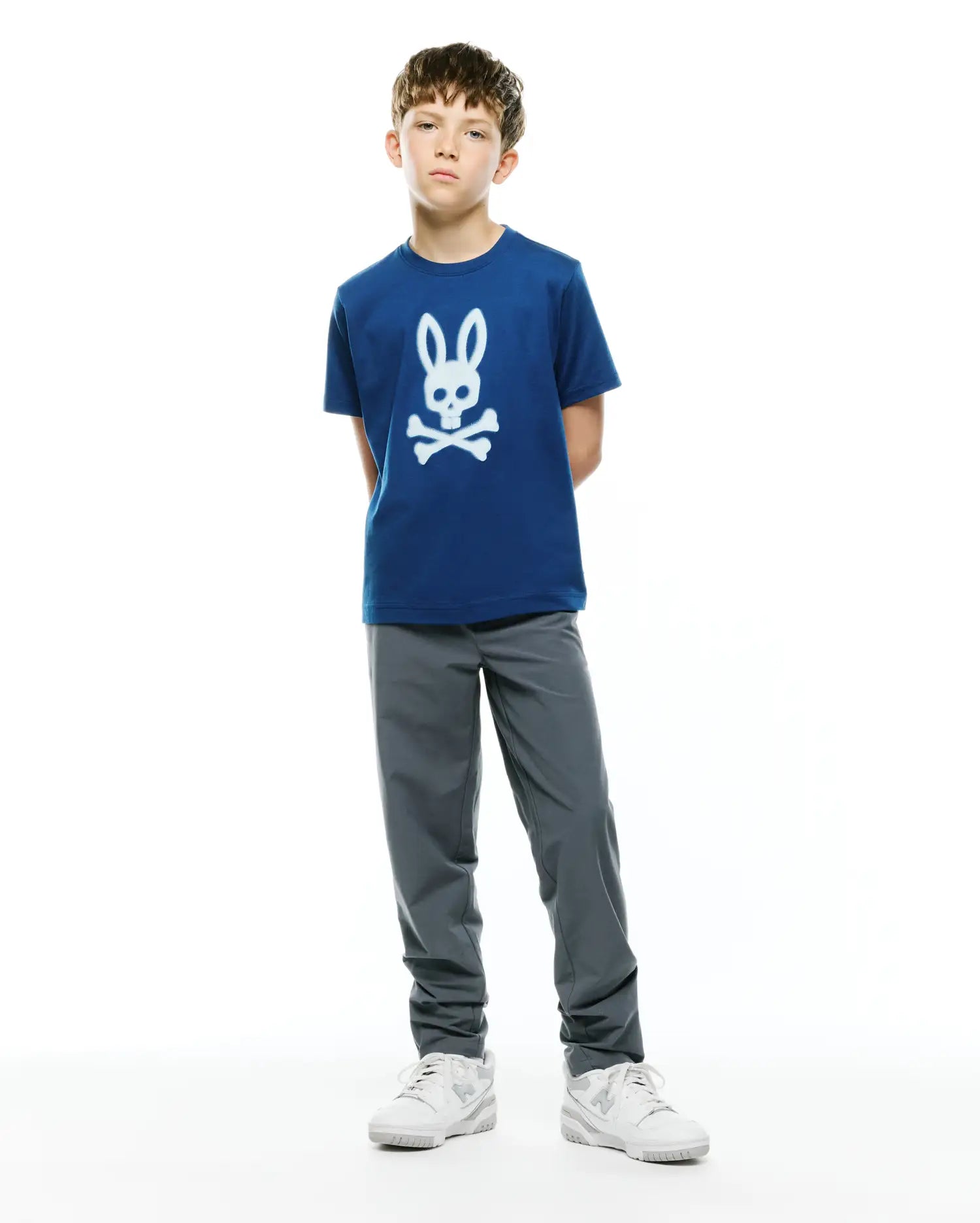 Psycho Bunny Kids Tees KIDS EMMANUEL GRAPHIC TEE KT0200240 maglietta blu in cotone Pima