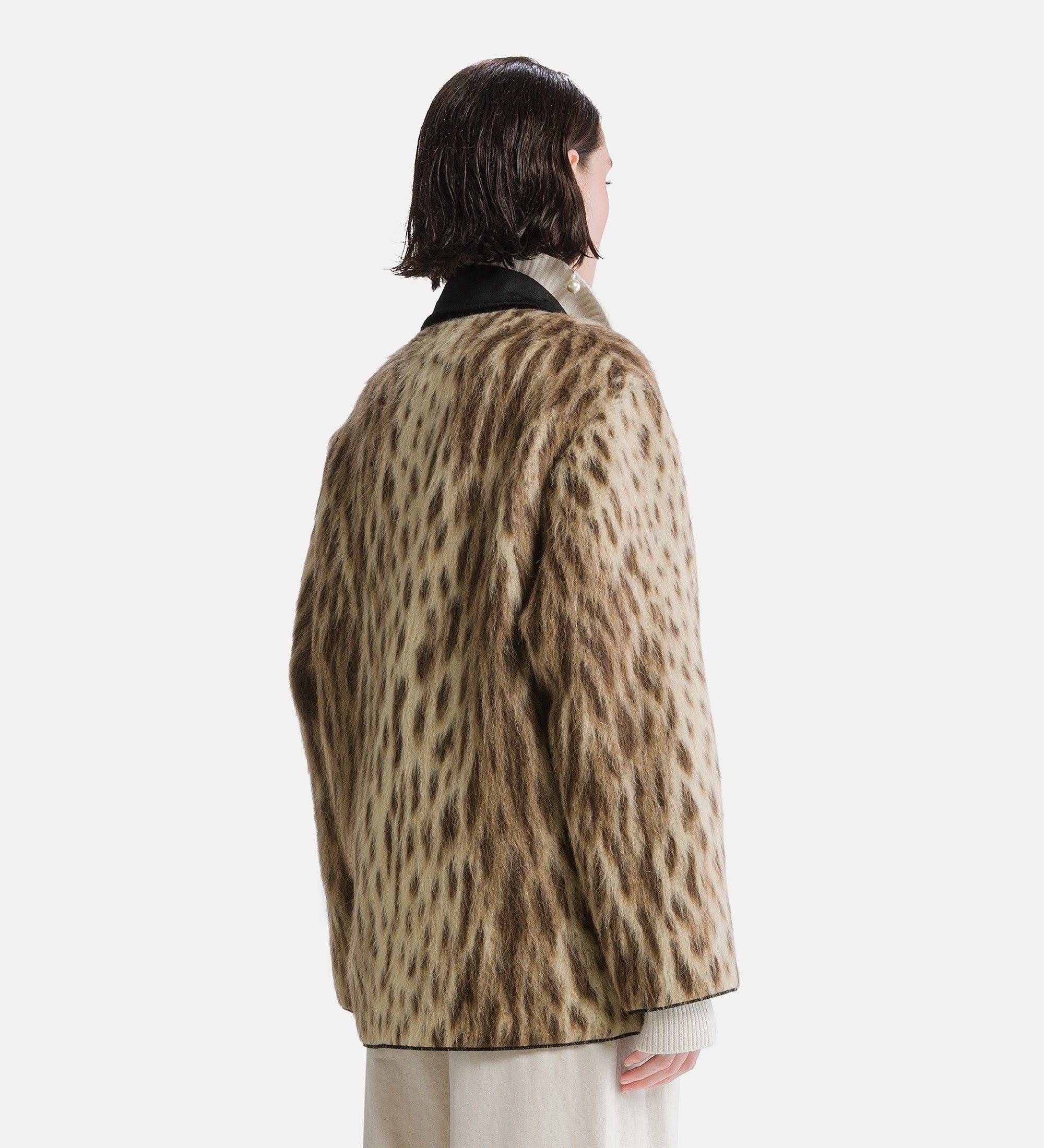 Forte capispalla e kimono “royal leopard” virgin wool and alpaca-blend short coat cappotto corto giallo oro