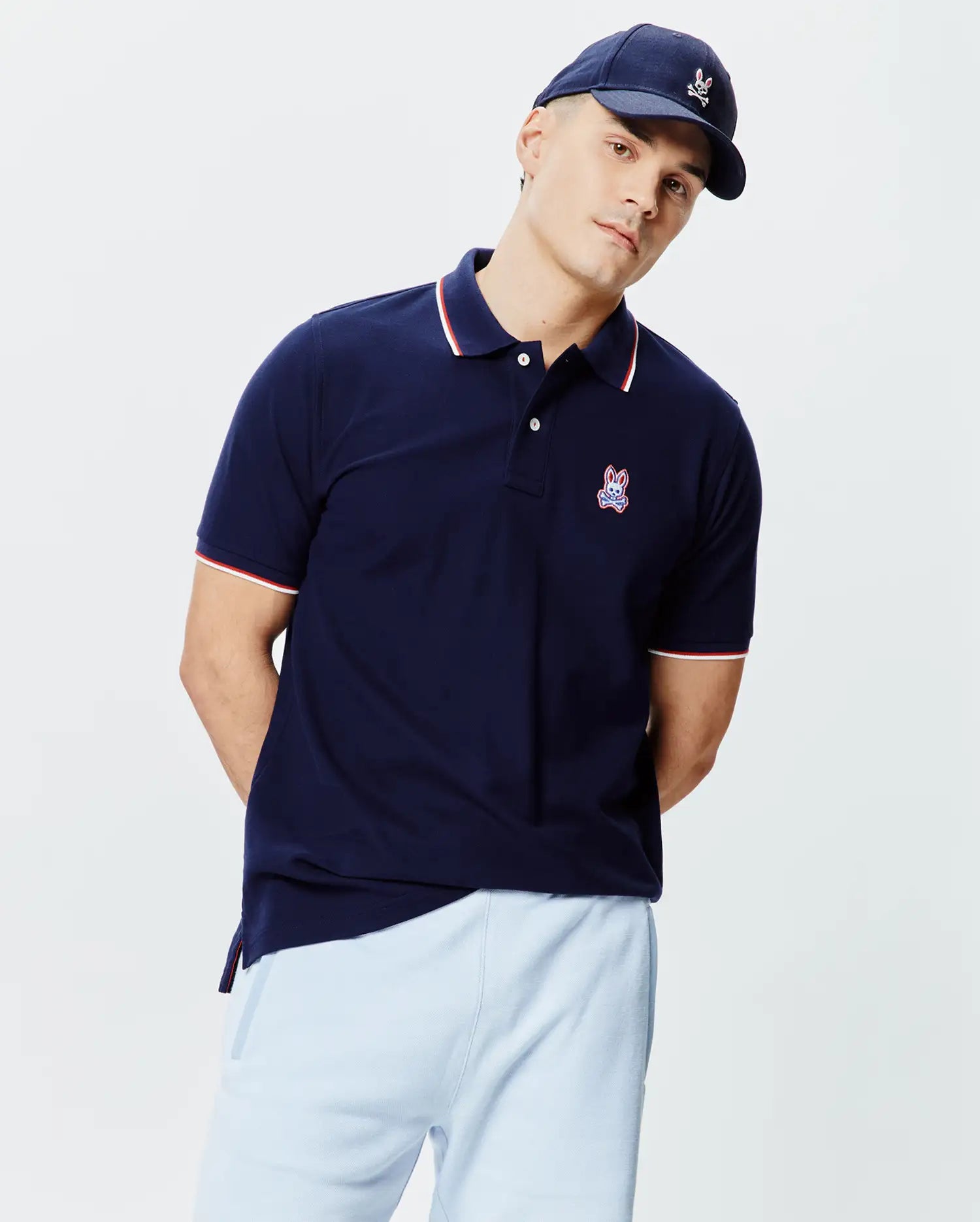 Psycho Bunny John Pique Polo polo blu XXS-XXXL elasticizzata
