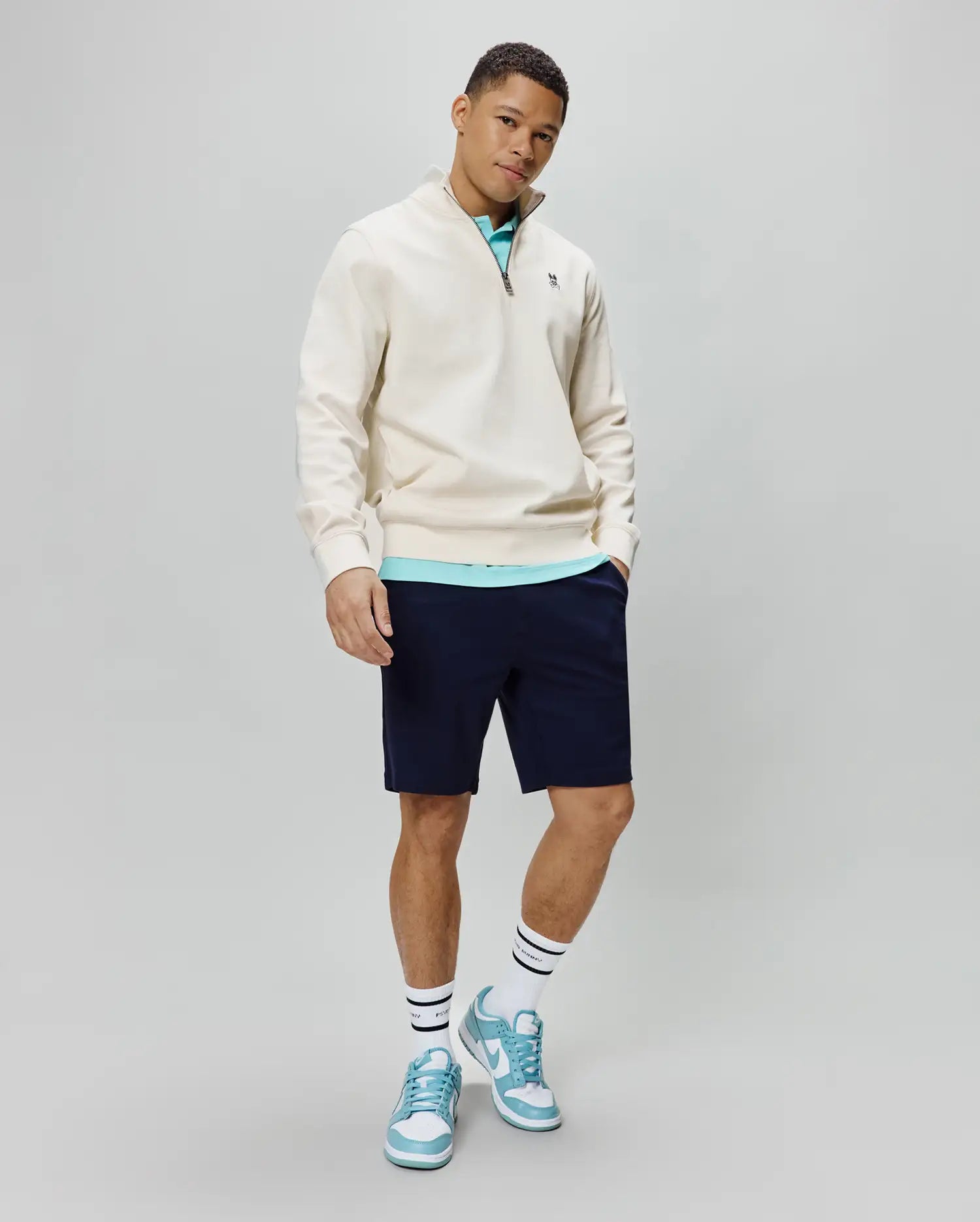 Psycho Bunny Maxton Waffle 1/4 Zip MT0500253 felpa beige XXS-XXXL