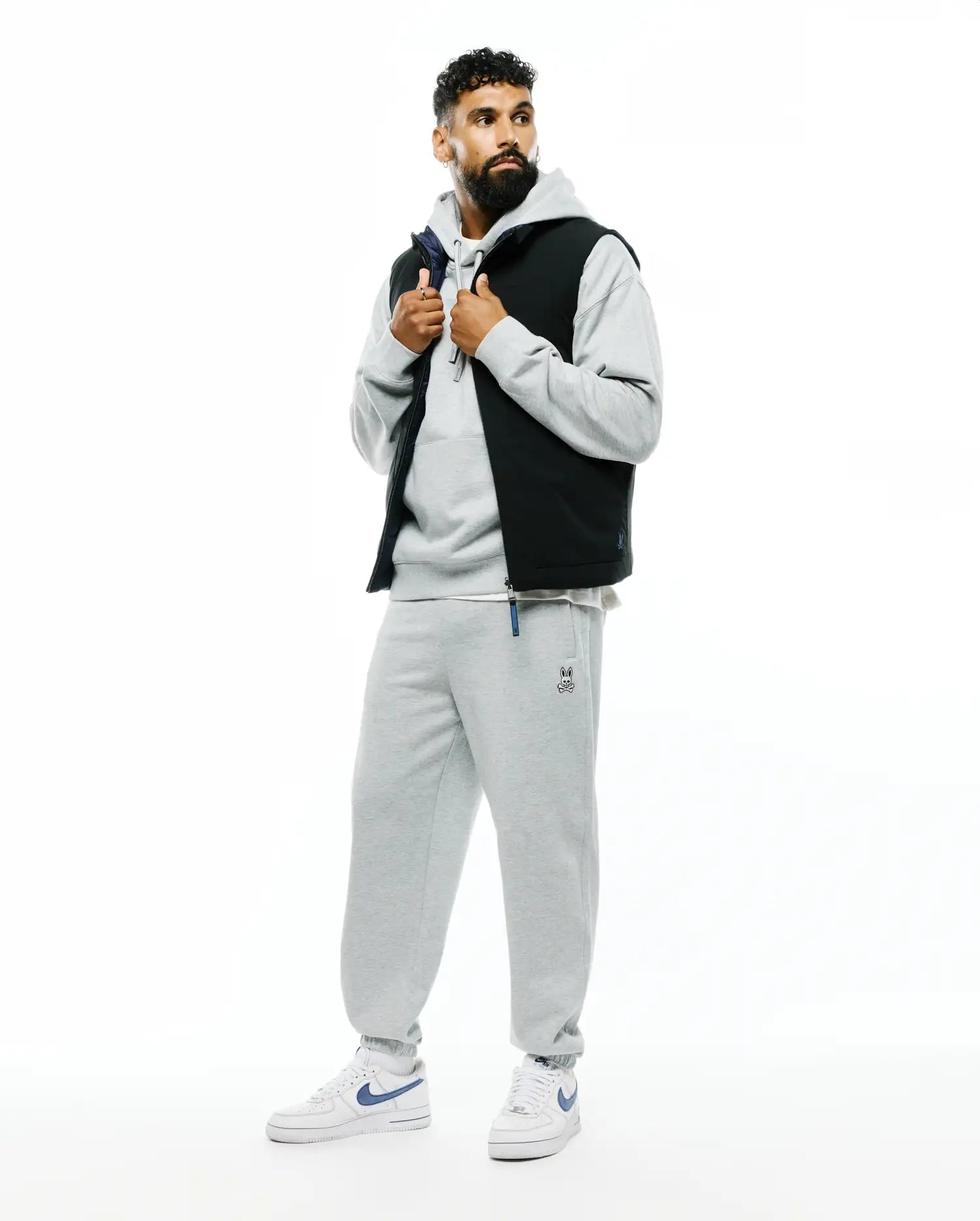 Psycho Bunny Men's Pants TERRENCE MB0800092 pantaloni tuta grigio felpati